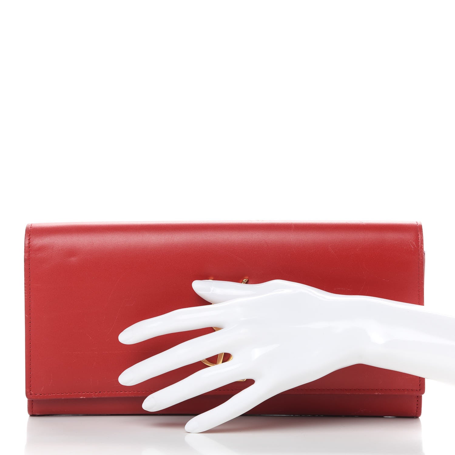 Saint Laurent Calfskin Classic Monogram Cassandre Clutch Rouge Orient 2 of 19