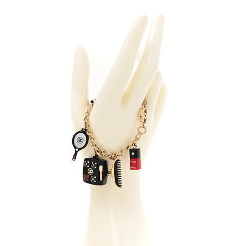 Resin Beauty Icons Charm Bracelet Black Gold