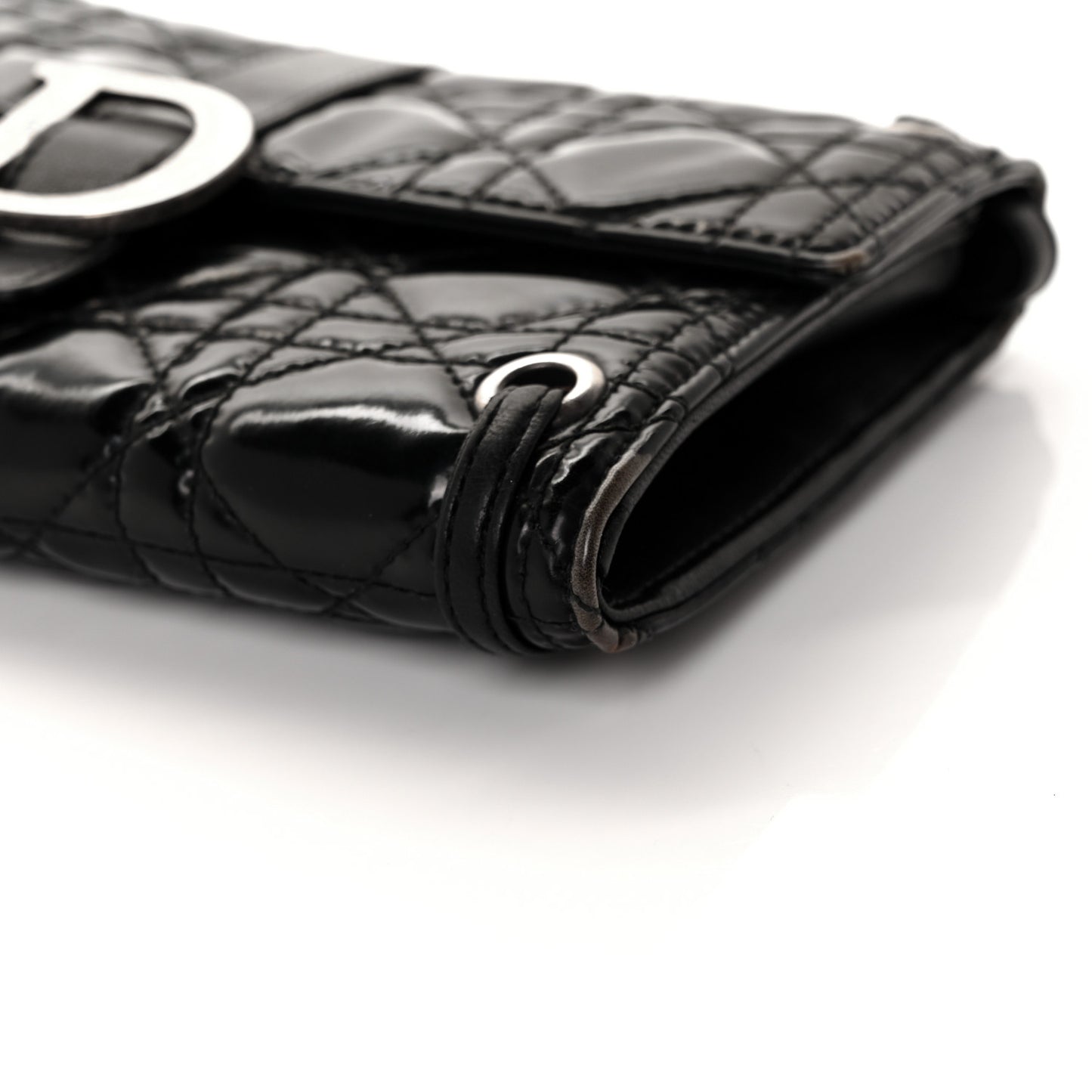 Patent Cannage Crossbody Wallet Black