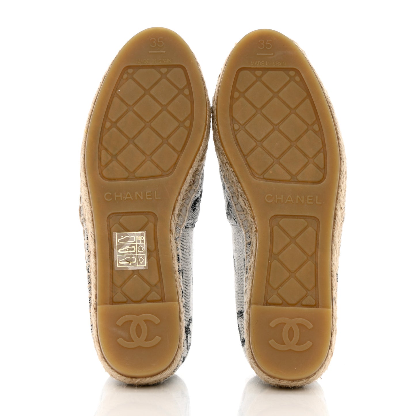 Cotton Jacquard Grosgrain CC Print Espadrilles 35 Grey Black