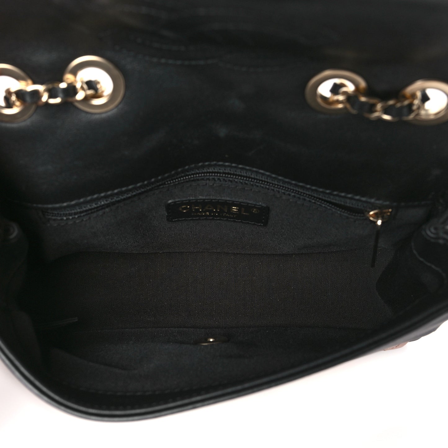 Lambskin Quilted Small Graphic Flap Beige Black