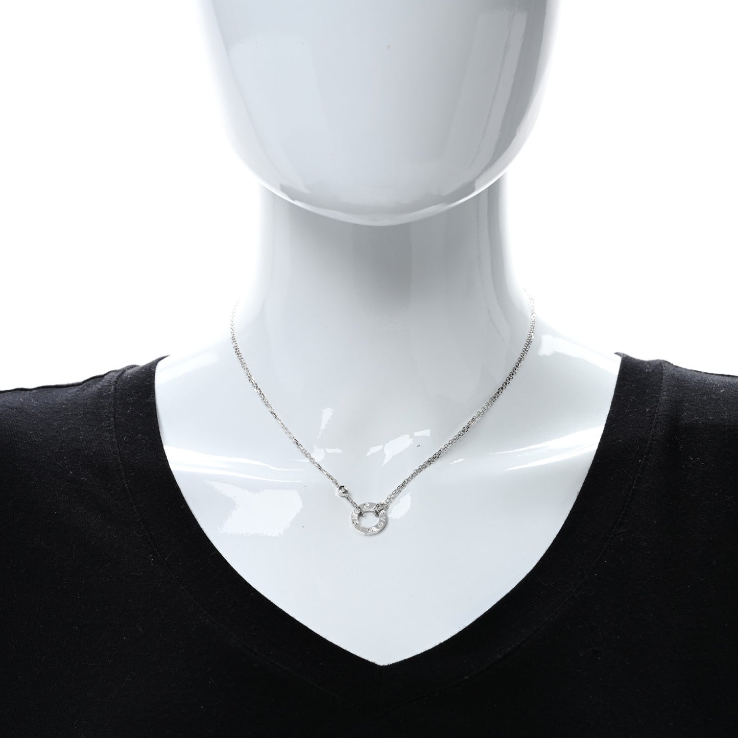 18K White Gold 2 Diamond LOVE Necklace