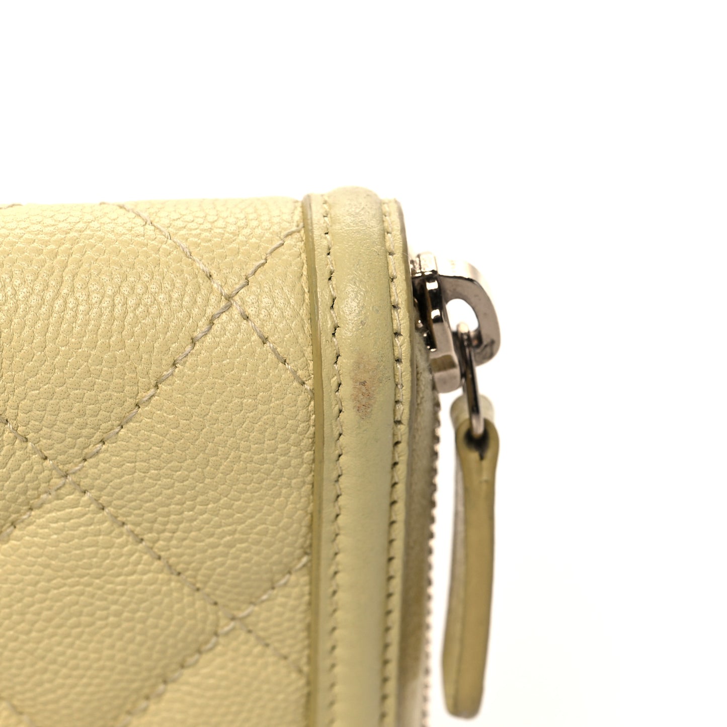 Caviar Quilted Filigree Zip Around Wallet Yellow