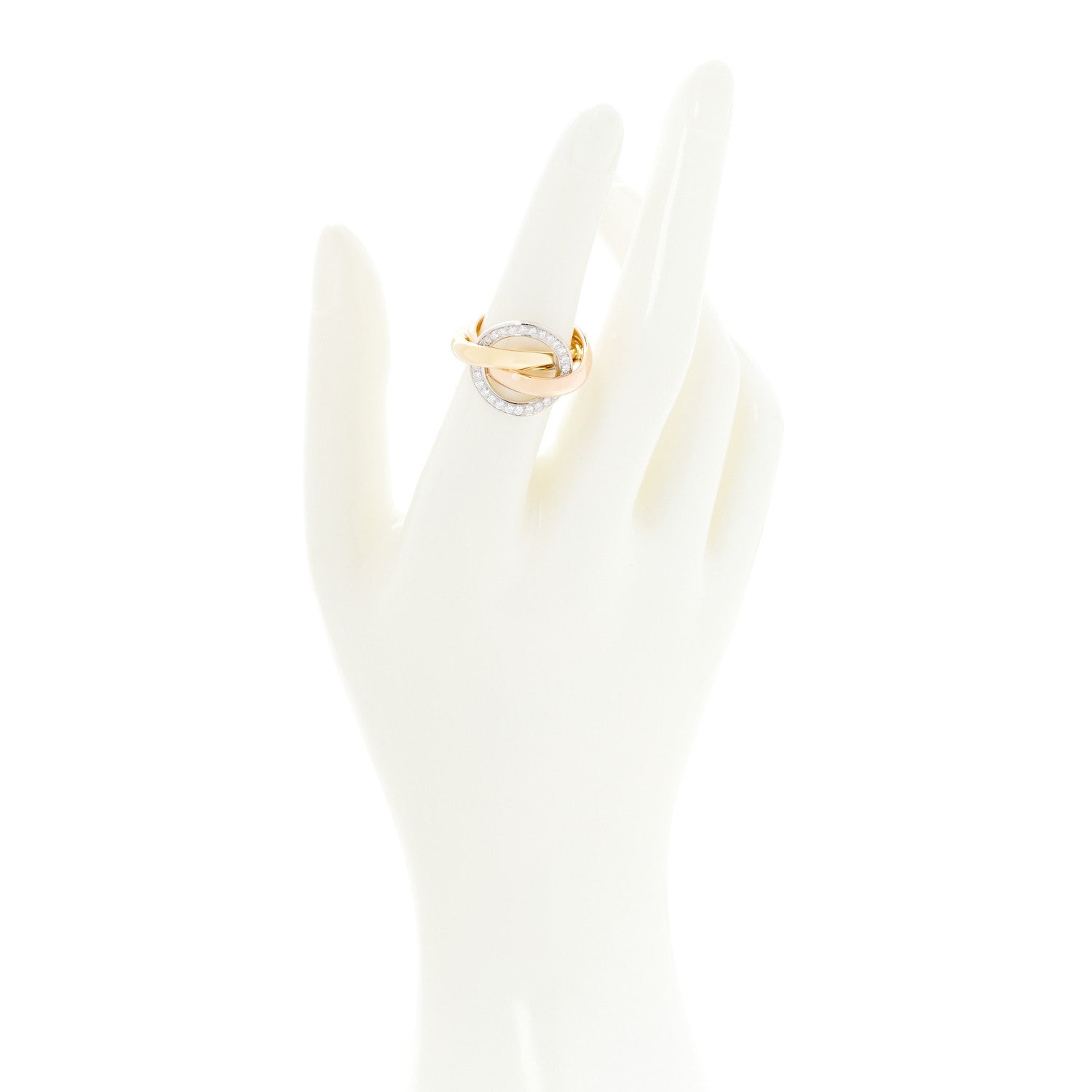 Cartier 18K Pink Yellow White Gold Diamond Trinity Crash Ring 52 6 2 of 5