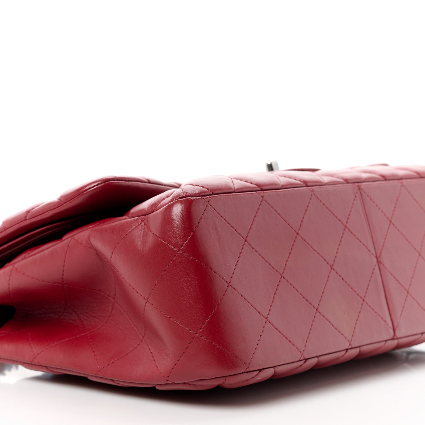 Lambskin Quilted Jumbo Double Flap Dark Red