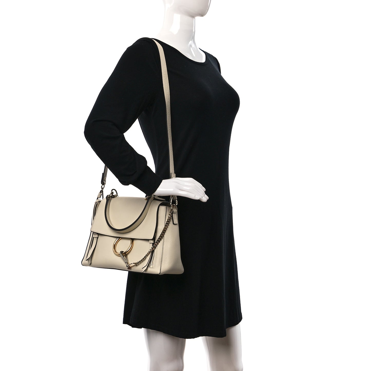 Calfskin Small Faye Day Shoulder Bag Off White