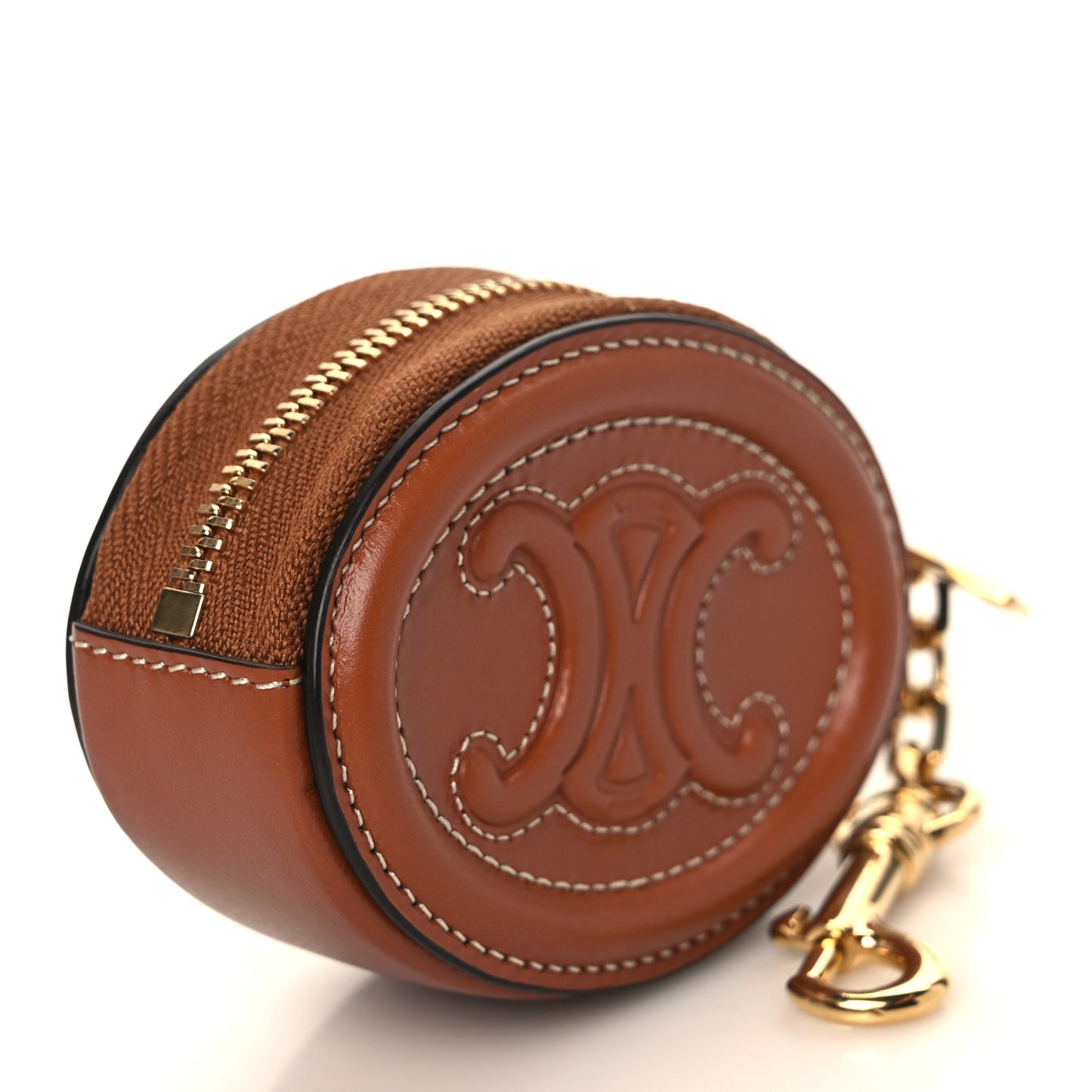 Smooth Lambskin Small Triomphe Oval Coin Purse Tan