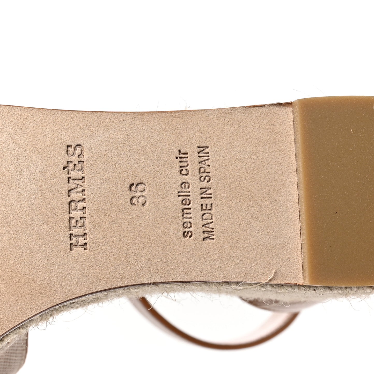 H Canvas Goatskin Elda Espadrille Wedge Sandals 36 Noisette Natural