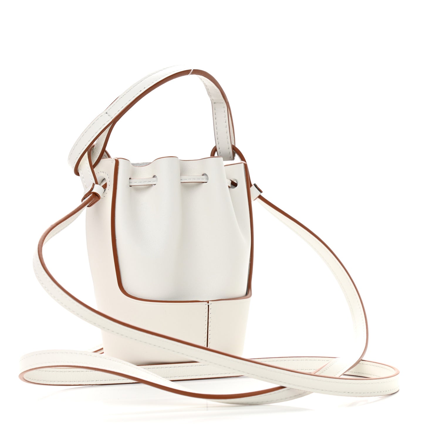 Calfskin Nano Balloon Bucket Bag Soft White