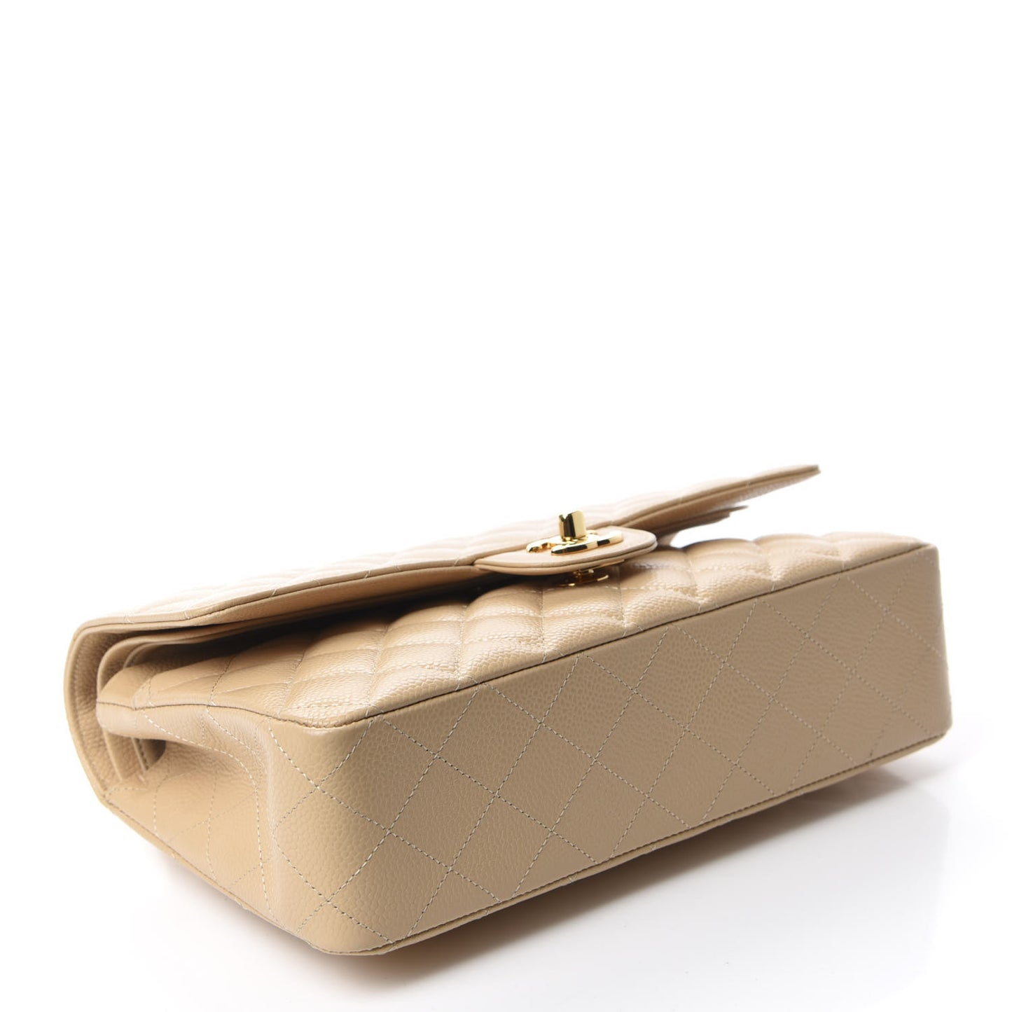 Caviar Quilted Medium Double Flap Beige Clair