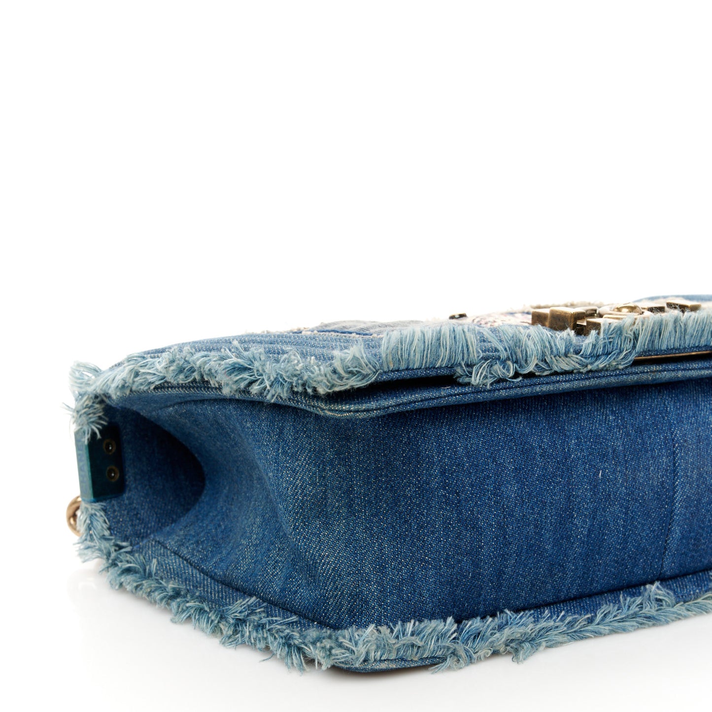 Denim Patchwork Medium Boy Flap Blue