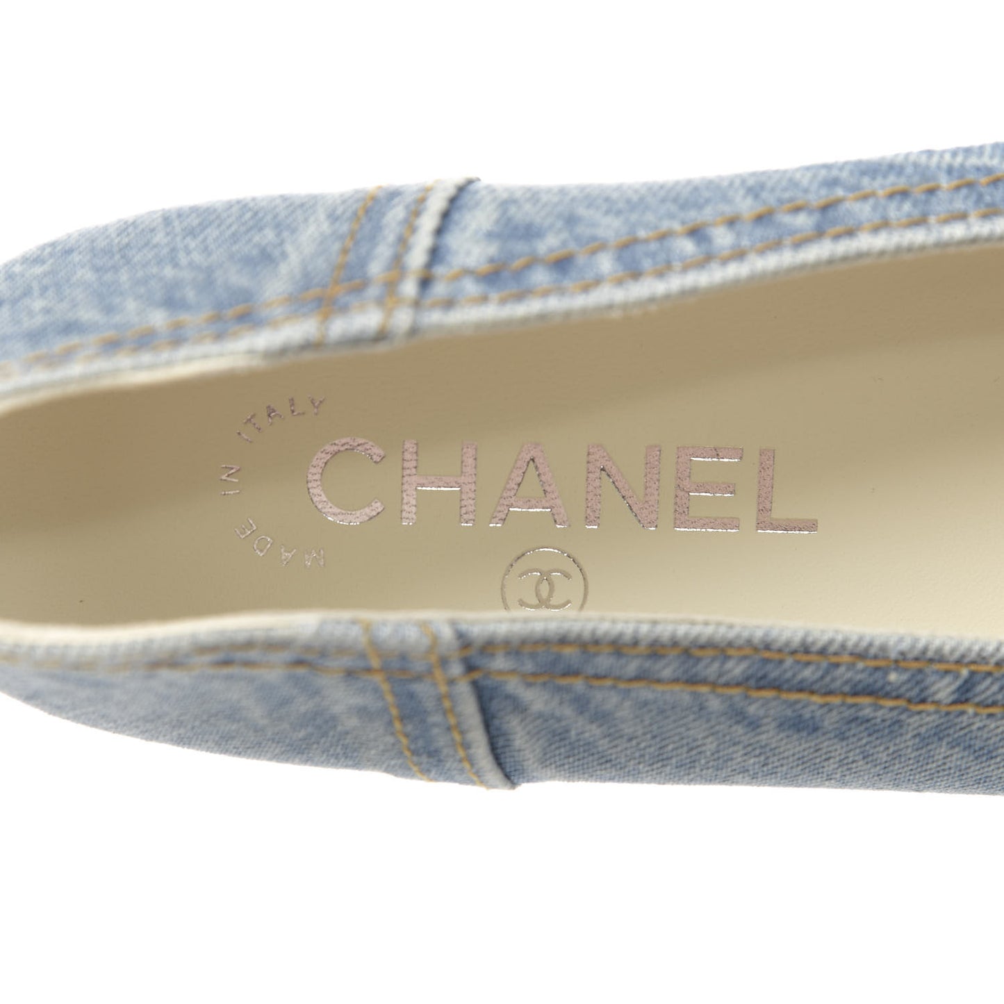 Denim CC Cap Toe Ballerina Flats 38 Light Blue
