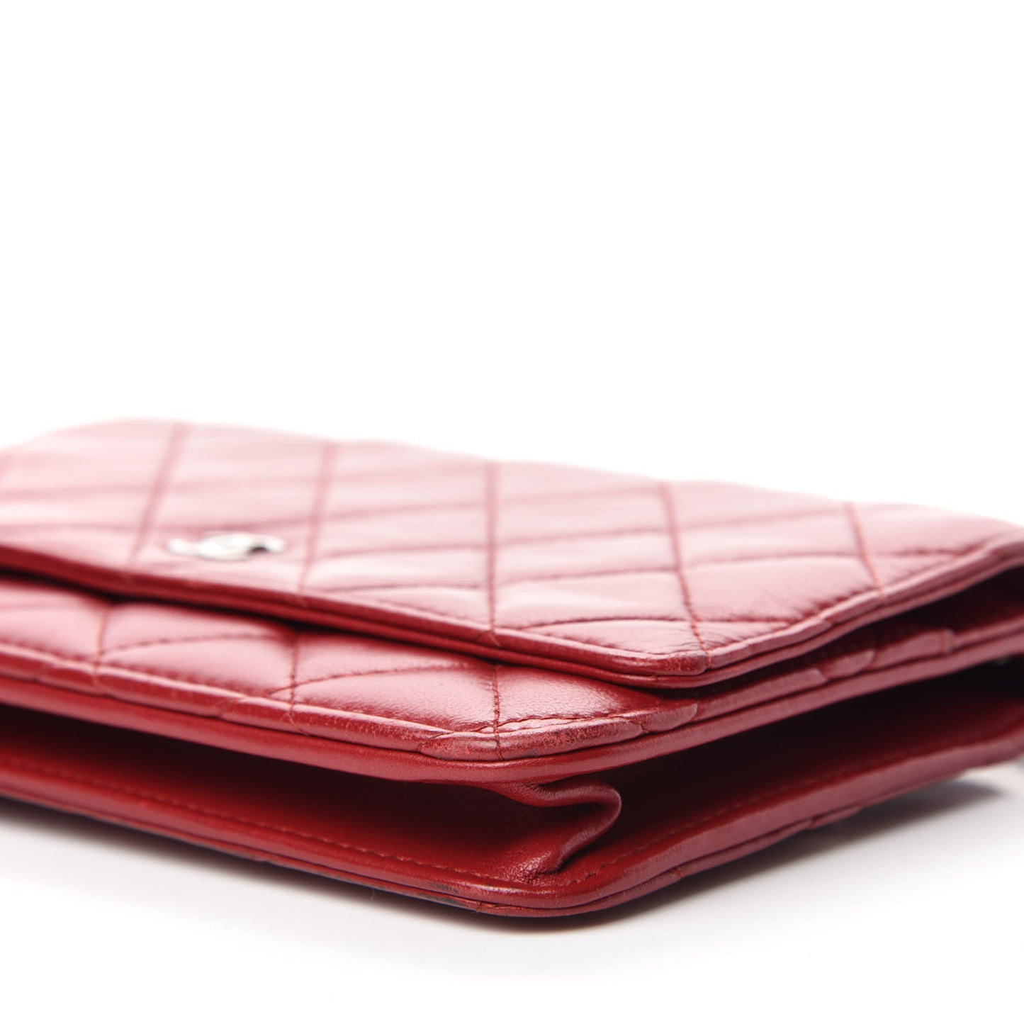 Lambskin Quilted Wallet on Chain WOC Red