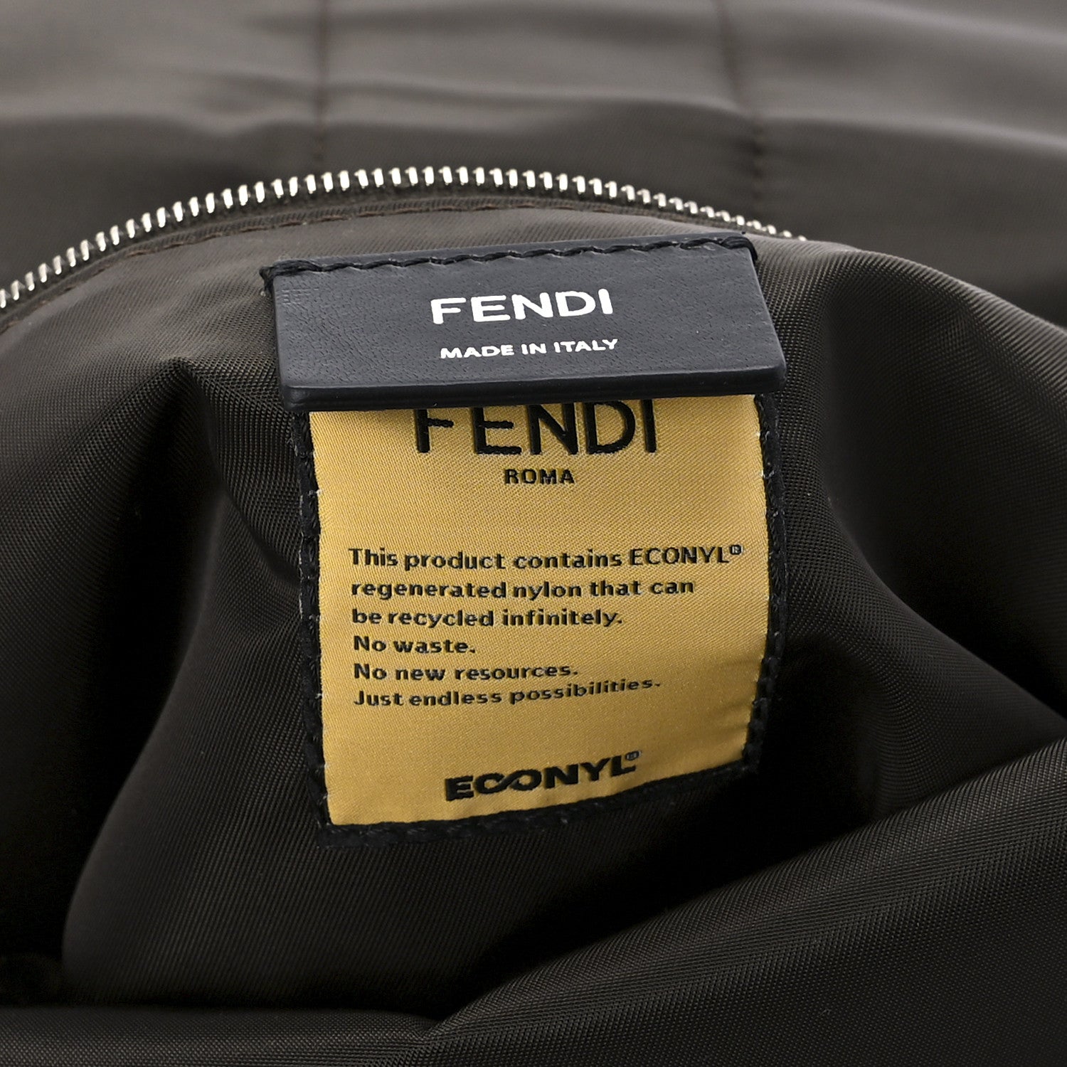 Fendi Econyl Nylon Cuoio Romano Monochrome Medium Baguette Messenger Bag Ebano 7 of 13