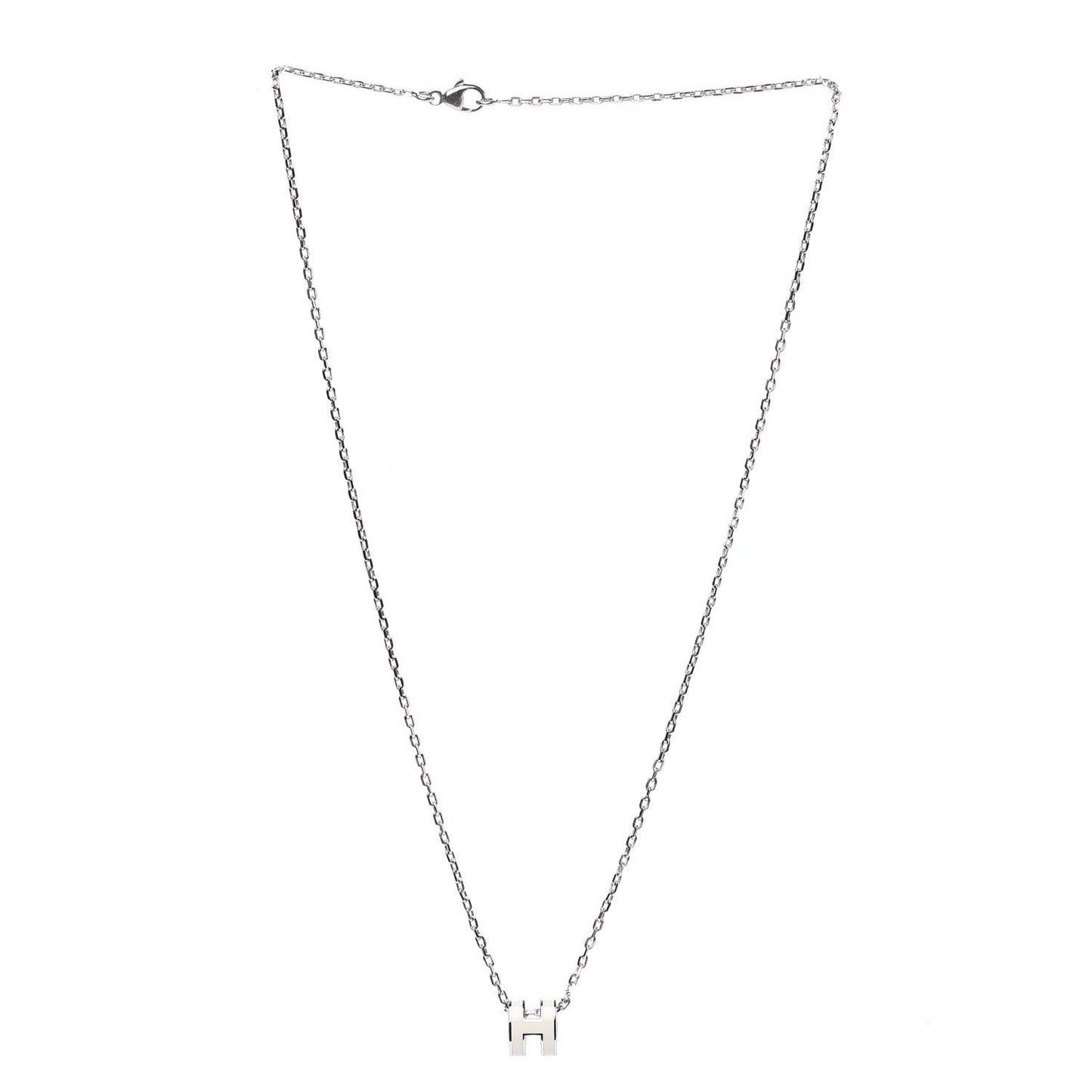 Lacquered Palladium Pop H Pendant Necklace Ecru