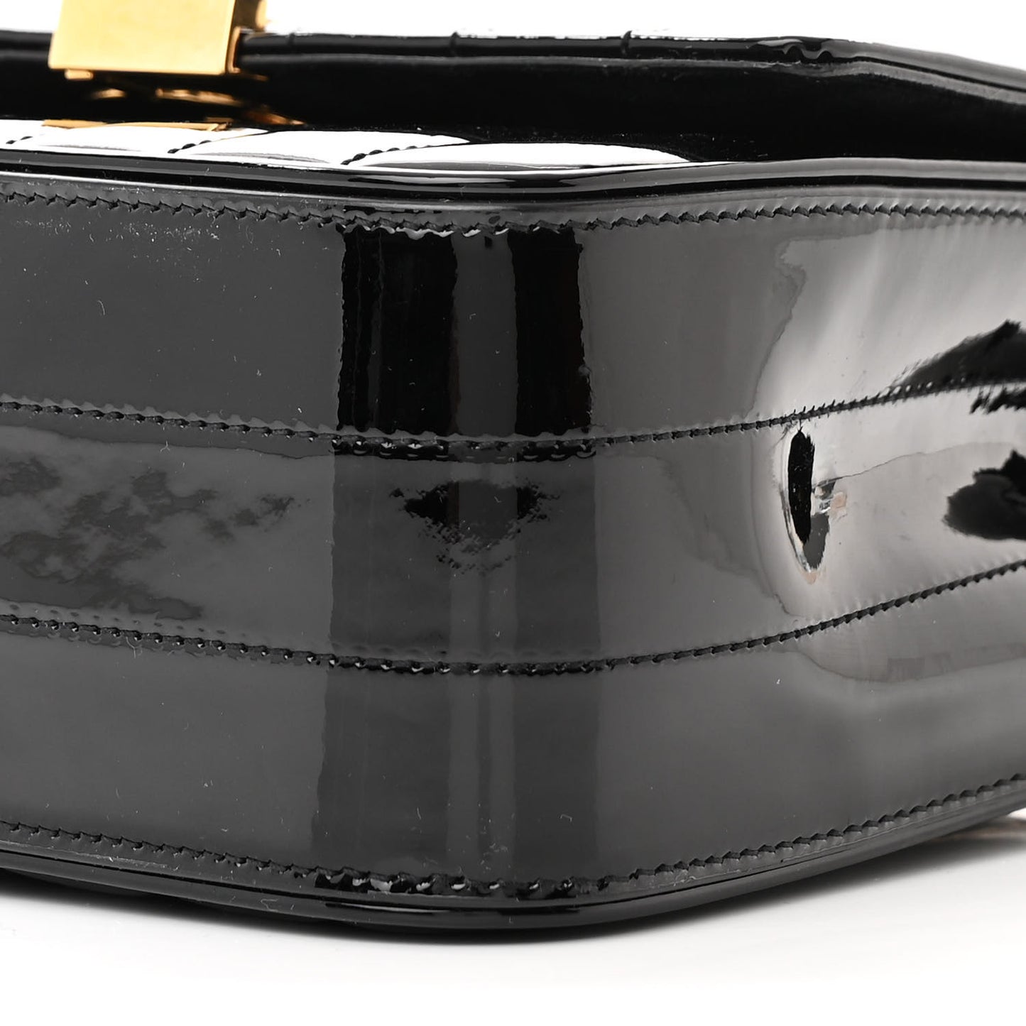 Patent Calfskin Matelasse Monogram Medium Vicky Chain Bag Black