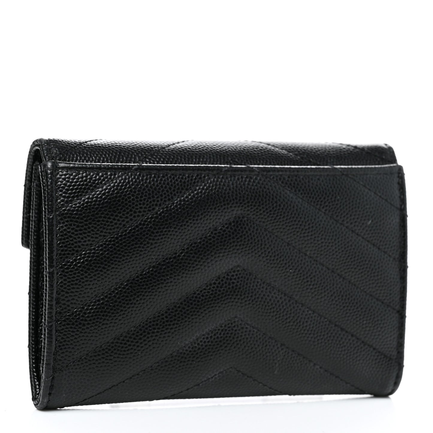 Grain De Poudre Matelasse Chevron Small Monogram Envelope Wallet Black