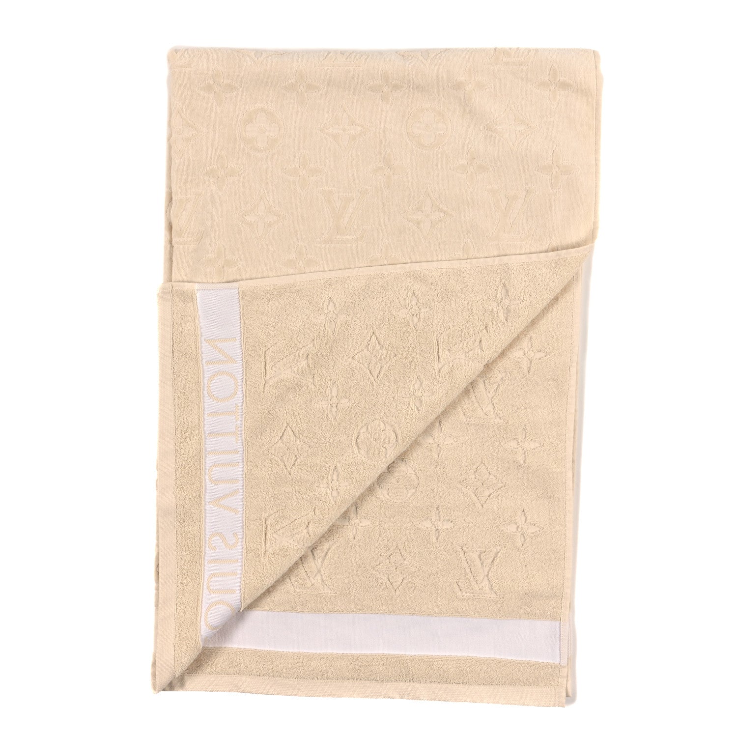Louis Vuitton Cotton Monogram Classic Beach Towel Beige 2 of 3