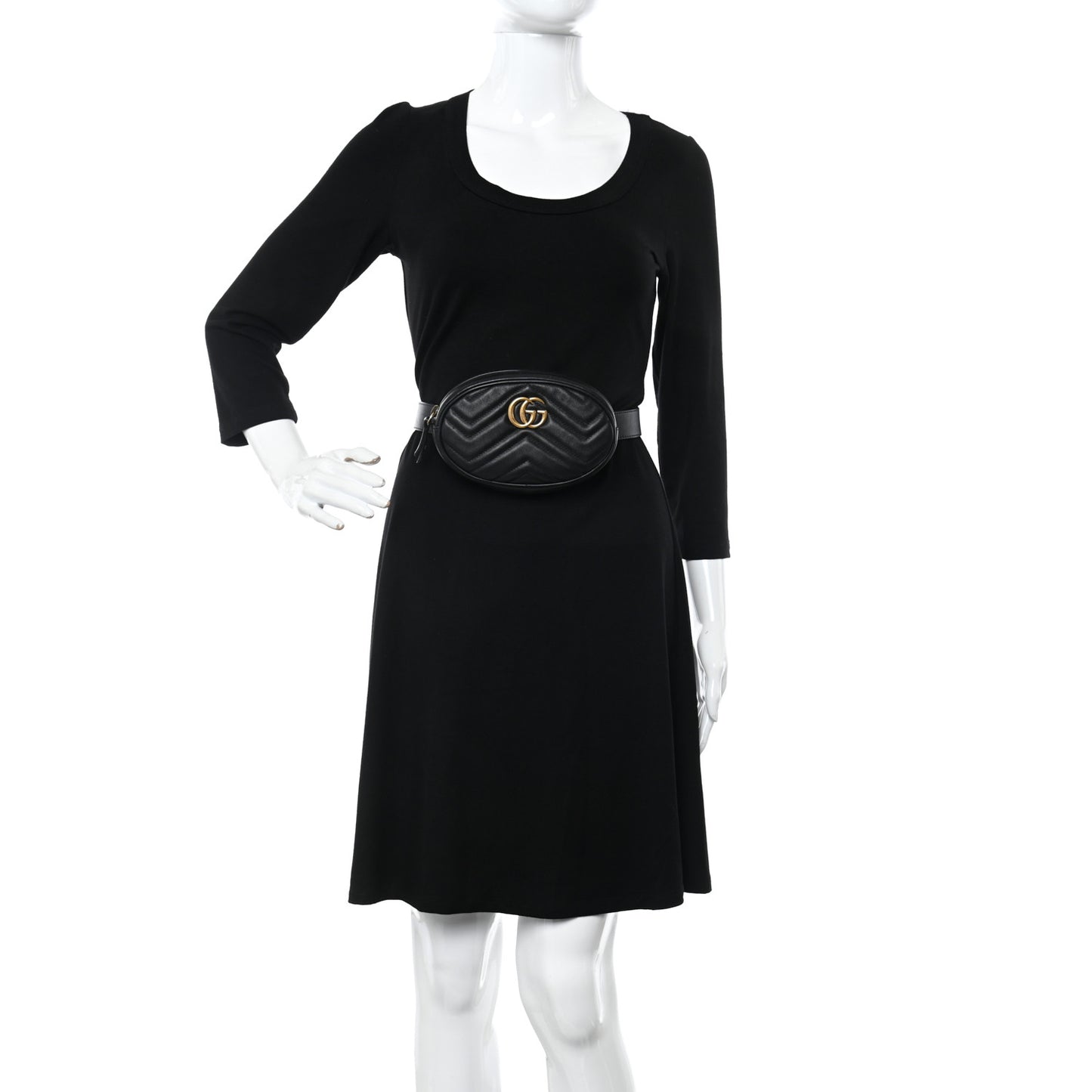 Calfskin Matelasse GG Marmont Belt Bag 85 34 Black