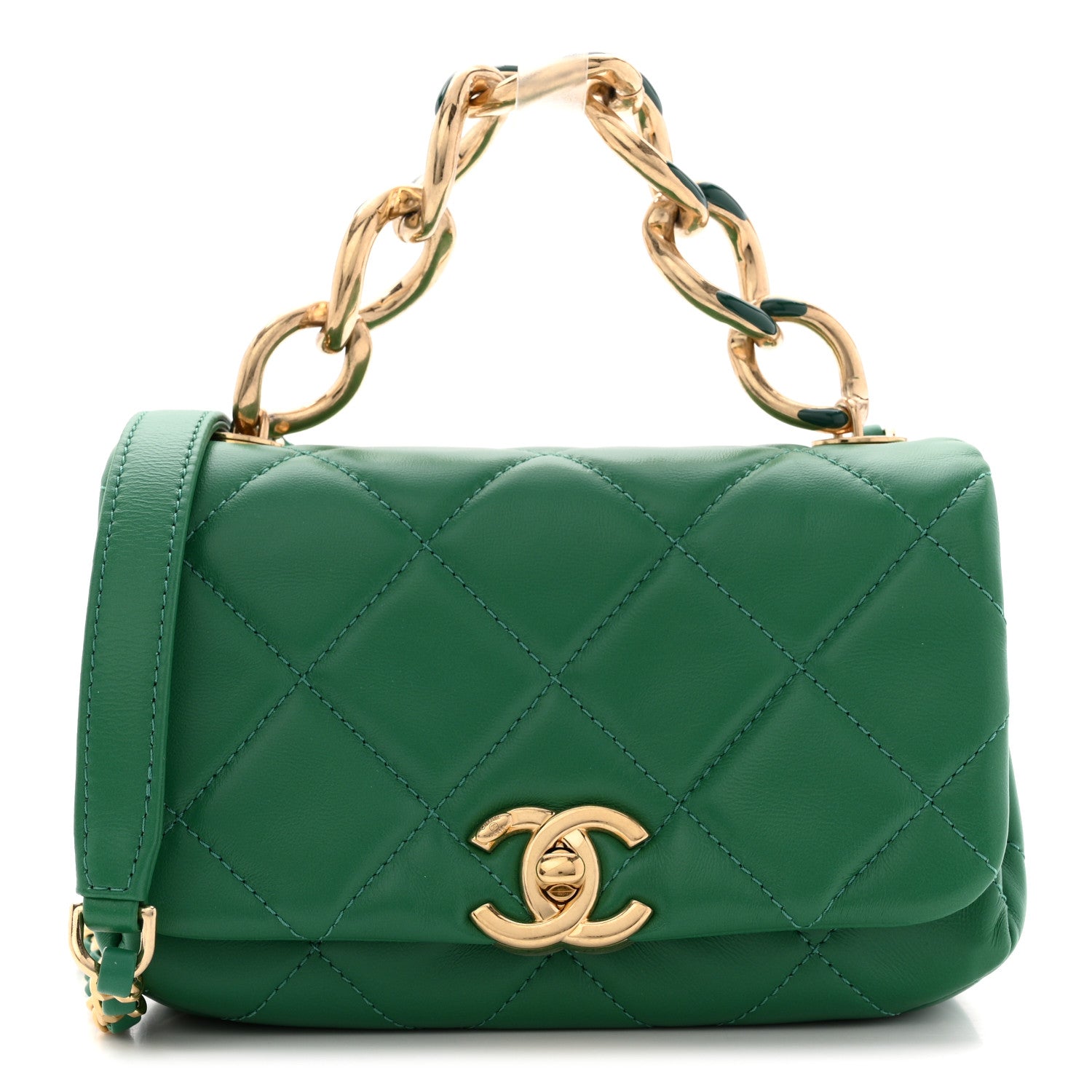 Chanel Lambskin Quilted Mini Color Match Flap Green 1878935