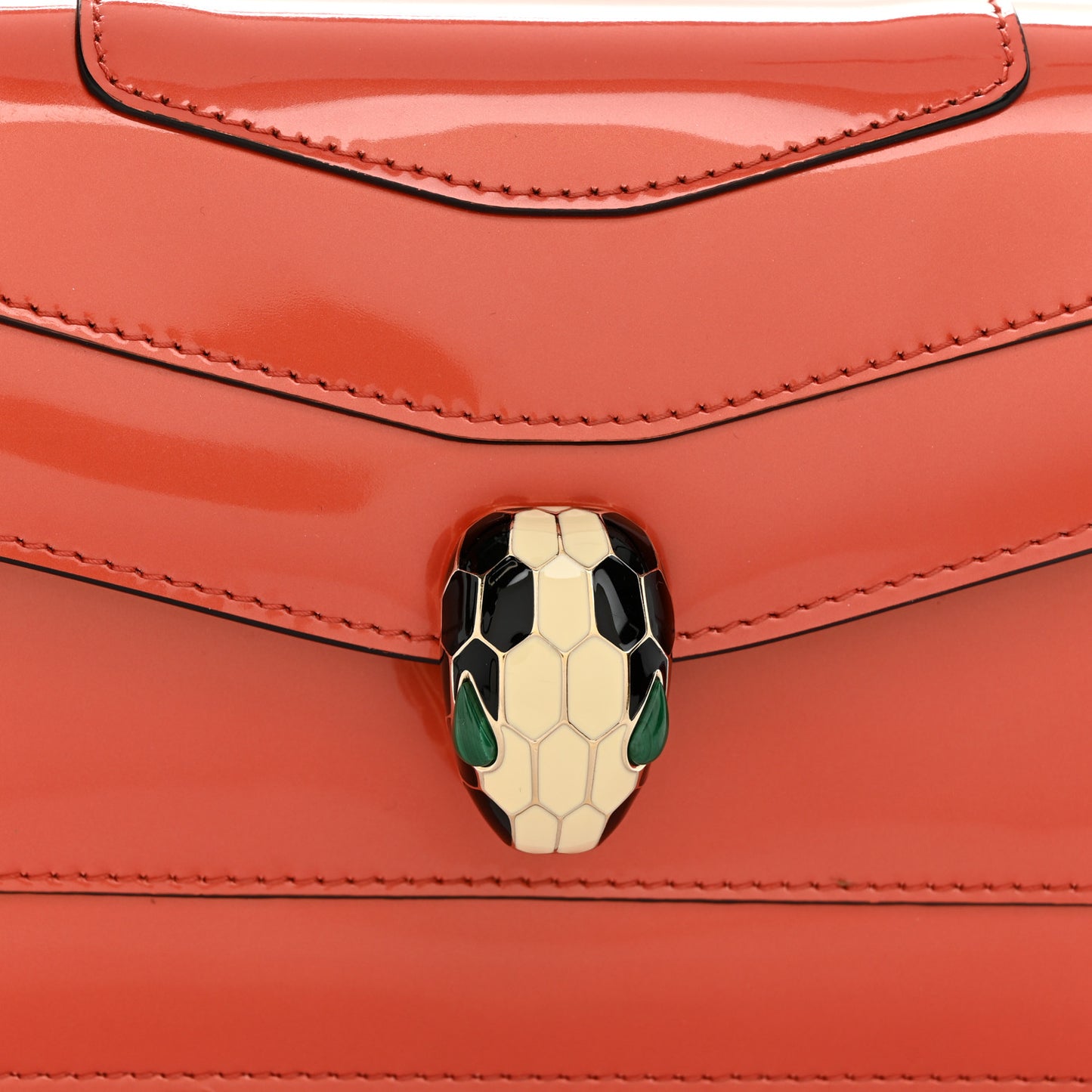 Patent Serpenti Forever Small Shoulder Bag Orange