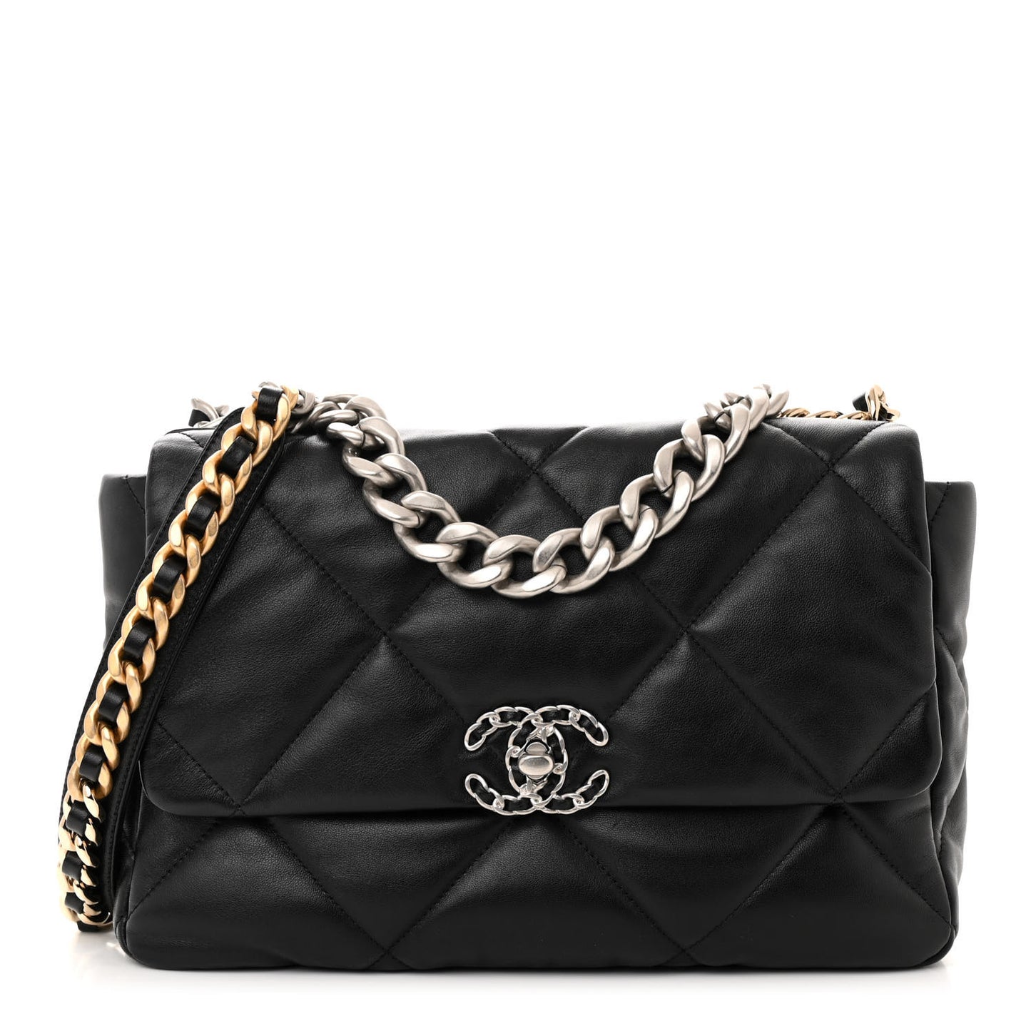 Lambskin Quilted Large Chanel 19 Flap Black