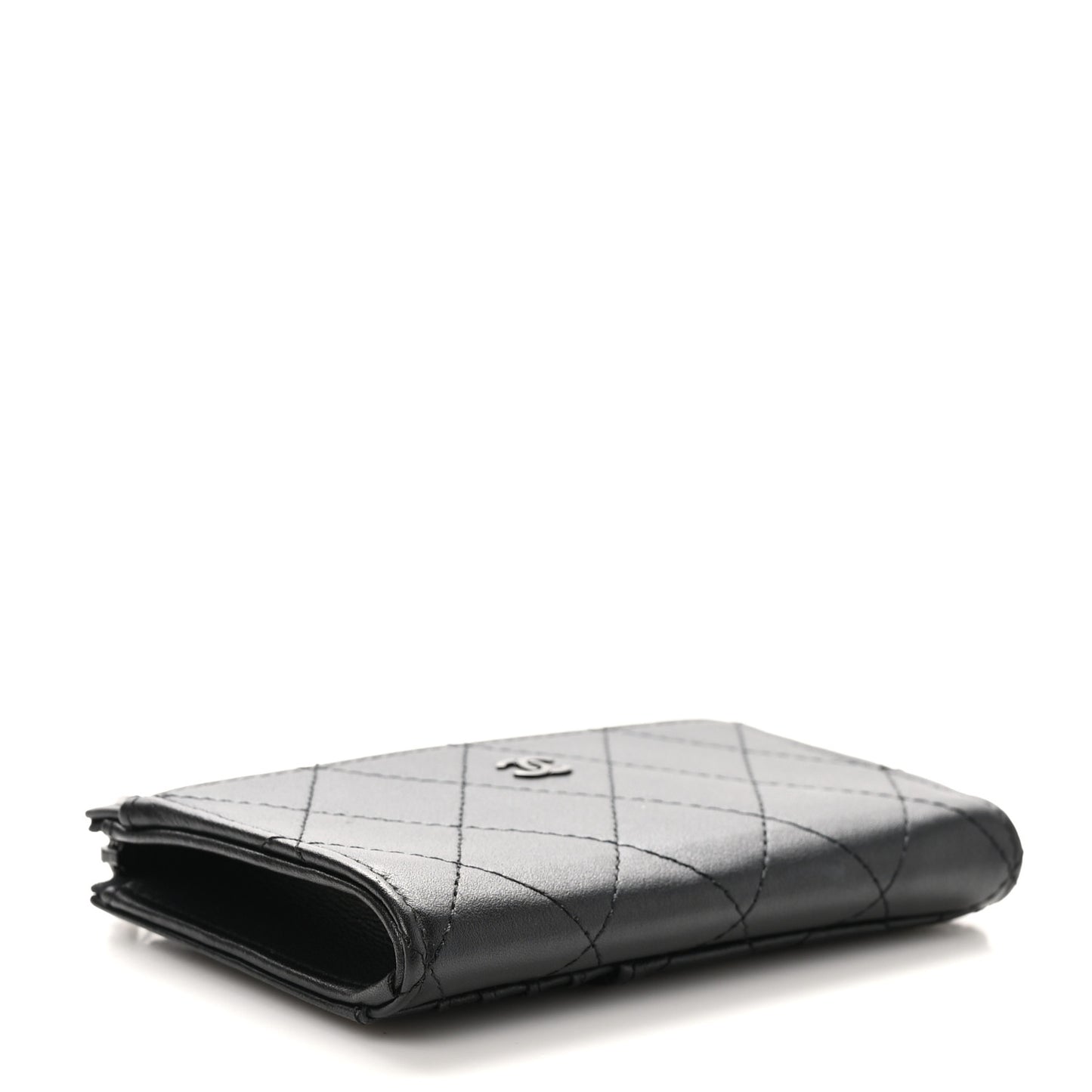Lambskin Quilted Zip Card Holder So Black