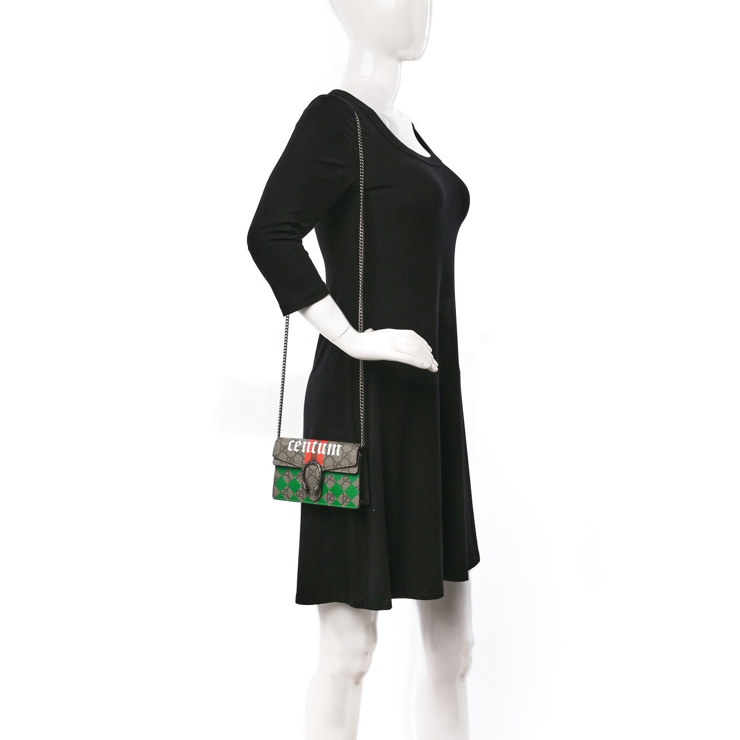 GG Supreme Monogram Equestrian Mini Dionysus Shoulder Bag Beige Ebony Multicolor Black