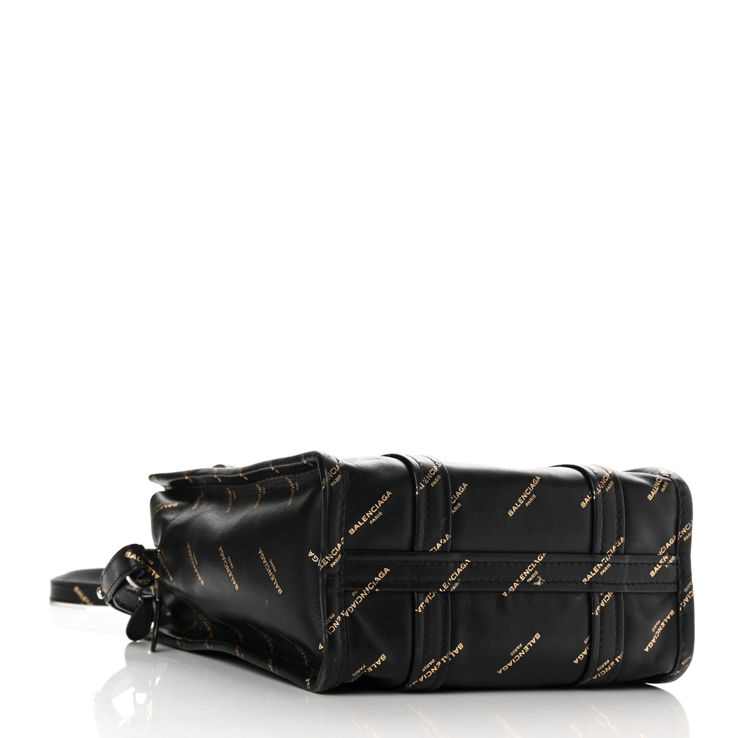 Calfskin Allover Logo XS Bazar Shopper Tote Black Gold