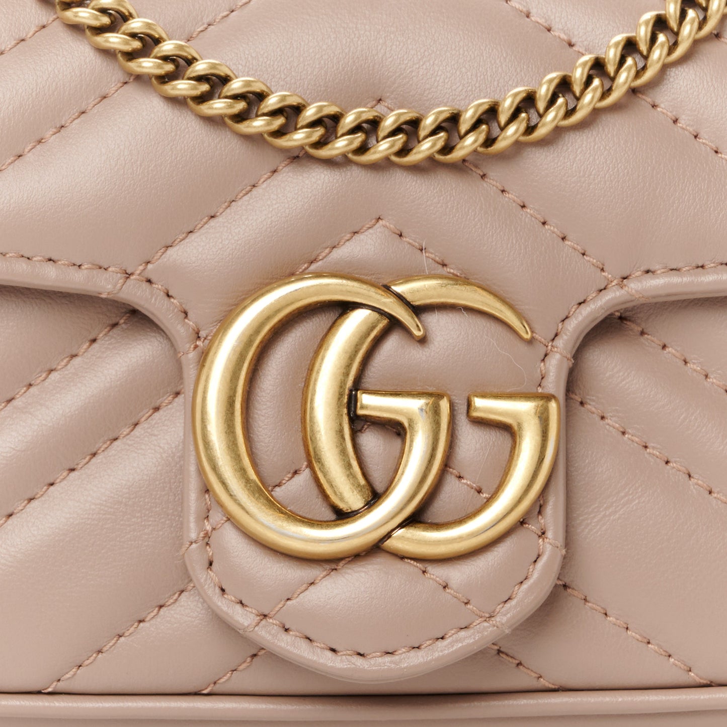 Calfskin Matelasse Super Mini GG Marmont Shoulder Bag Porcelain Rose