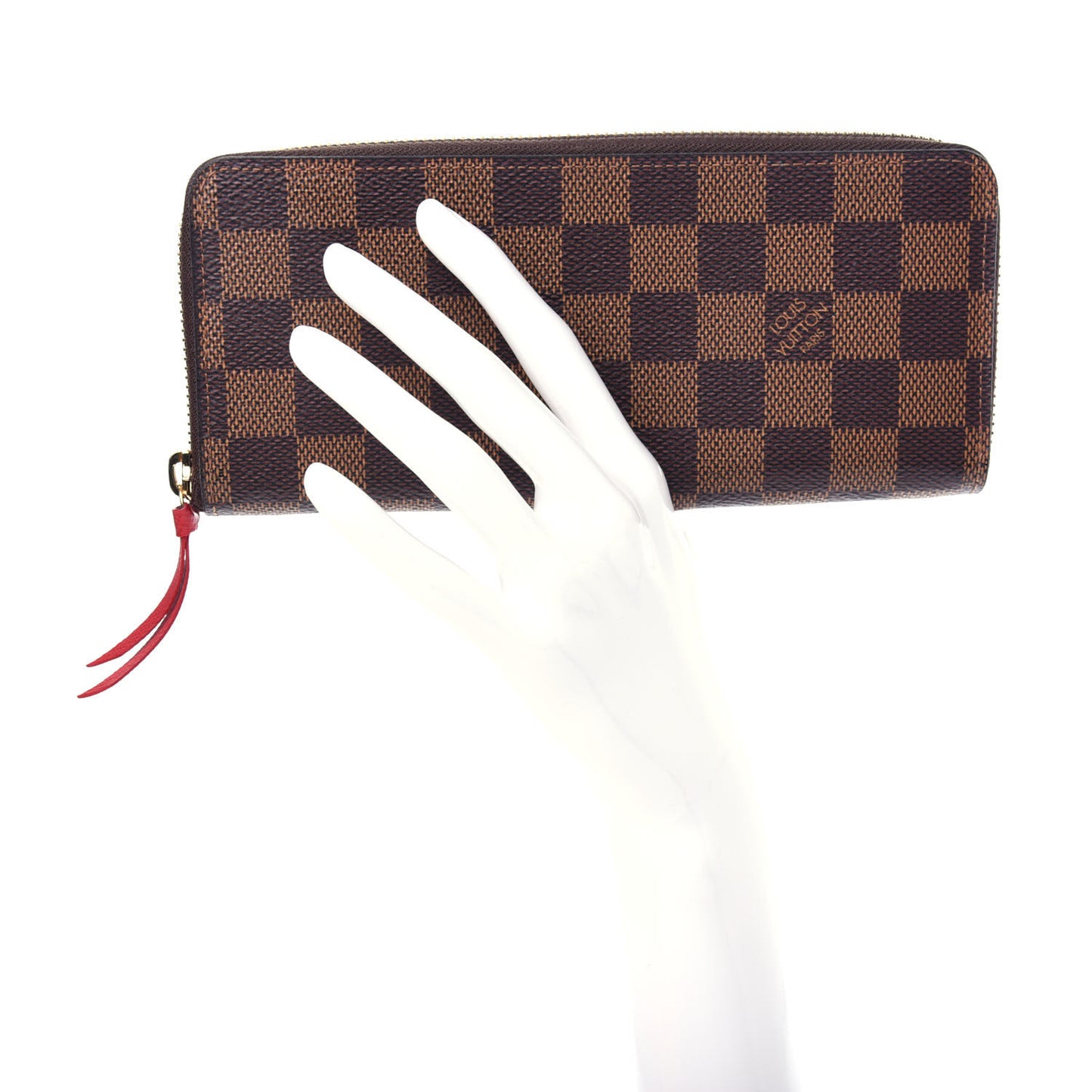 Damier Ebene Clemence Wallet Cherry