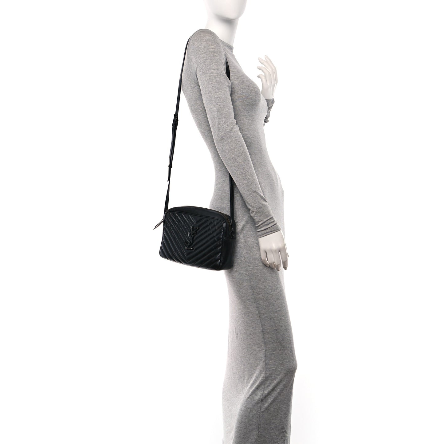 Calfskin Matelasse Monogram Monochrome Lou Camera Bag Black