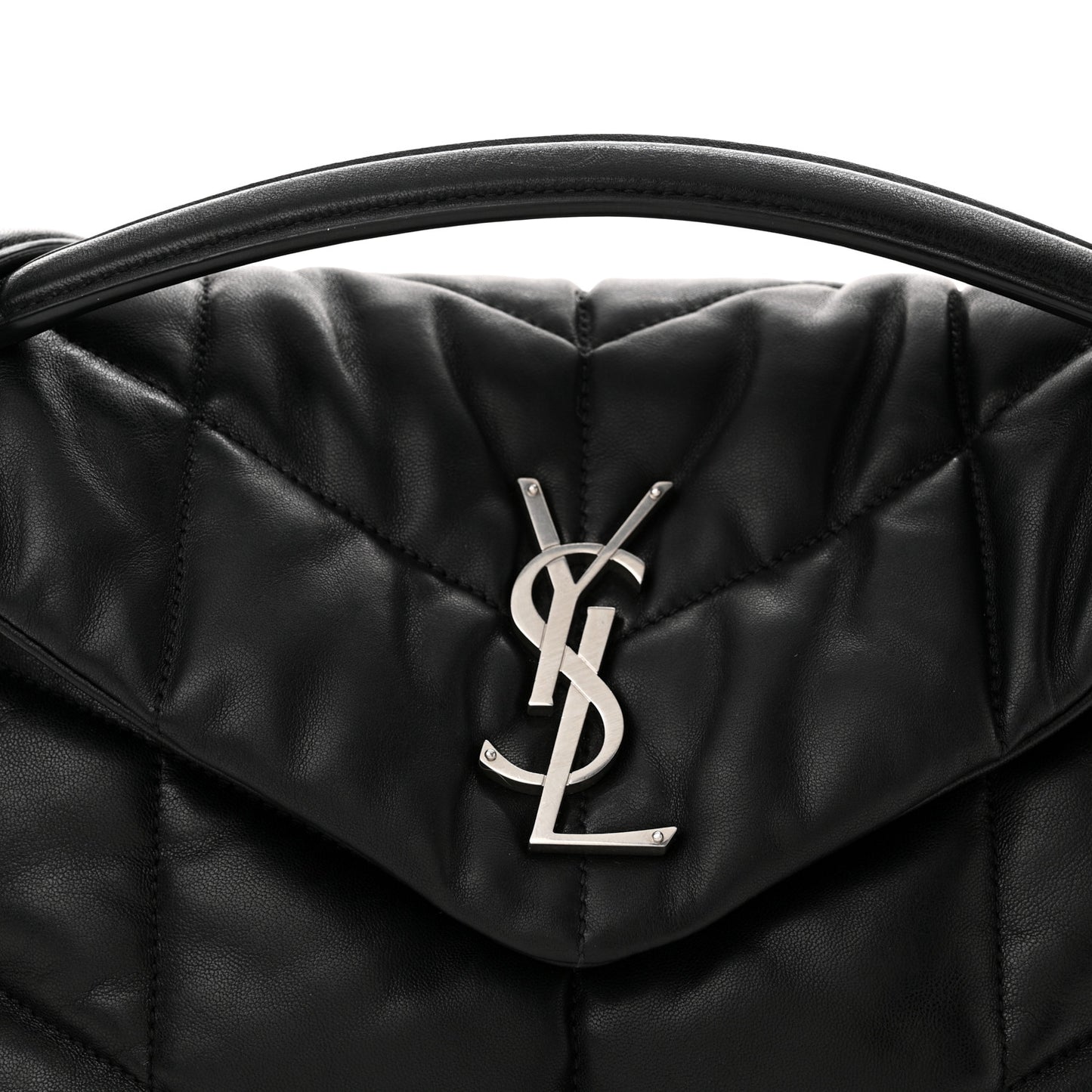 Lambskin Quilted Small Loulou Puffer Monogram Chain Satchel Black