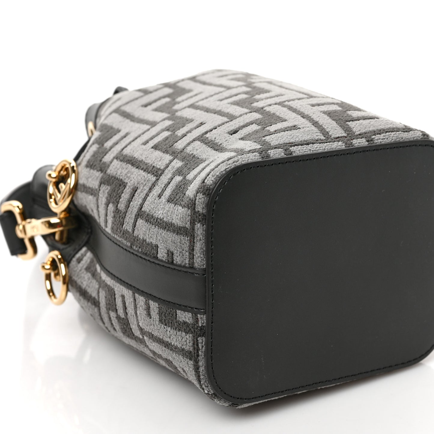 Chenille Vitello King FF Mini Mon Tresor Bucket Bag Antracite Asfalto
