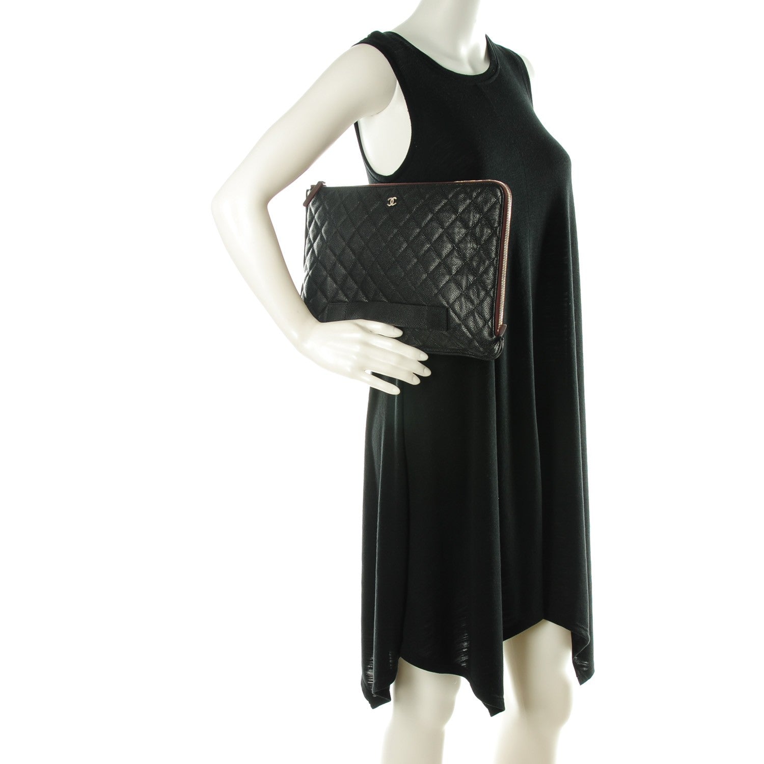 Chanel Caviar Quilted Large Slide Pouch Black 2 of 7