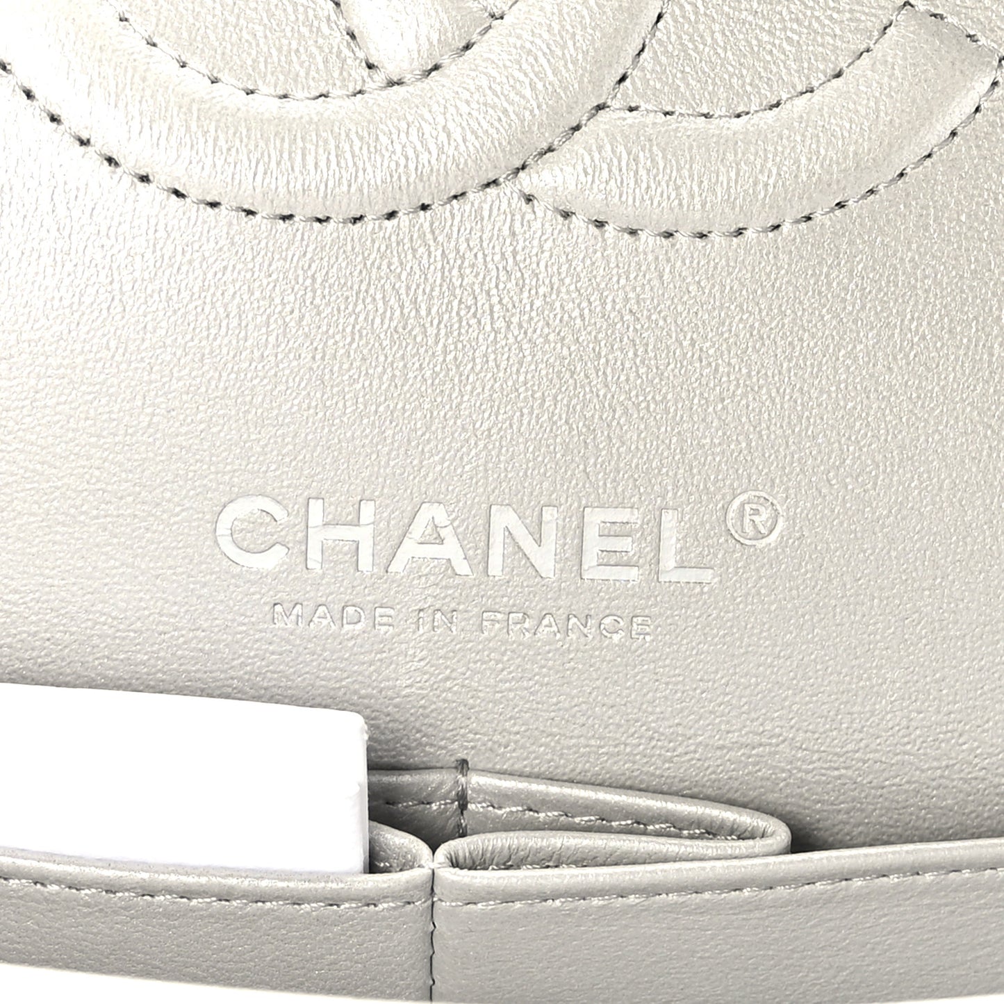 Glittered Metallic Caviar Quilted Medium Double Flap Silver