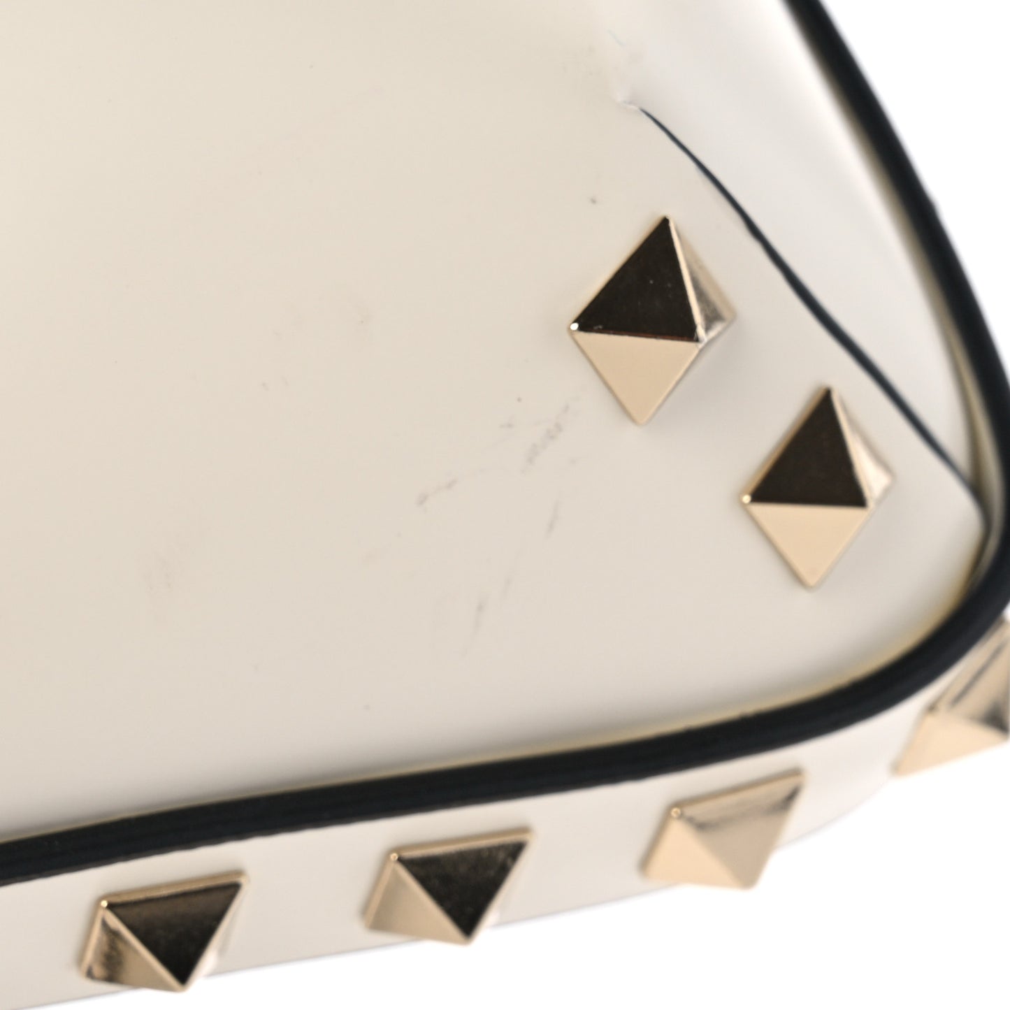 Brushed Calfskin Rockstud Flip Lock Chain Shoulder Bag White