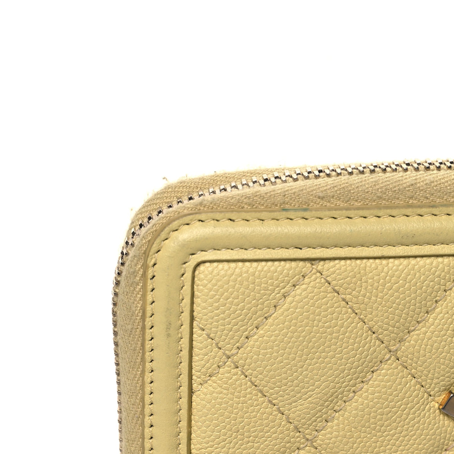Caviar Quilted Filigree Zip Around Wallet Yellow