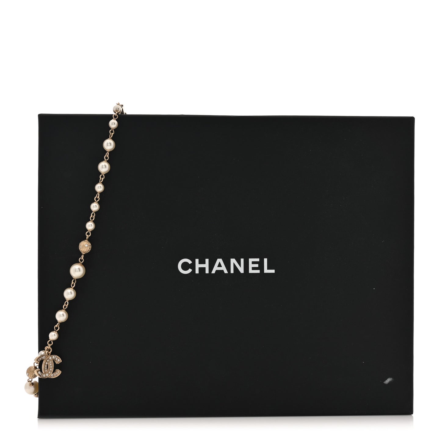 Pearl Crystal CC Necklace Gold