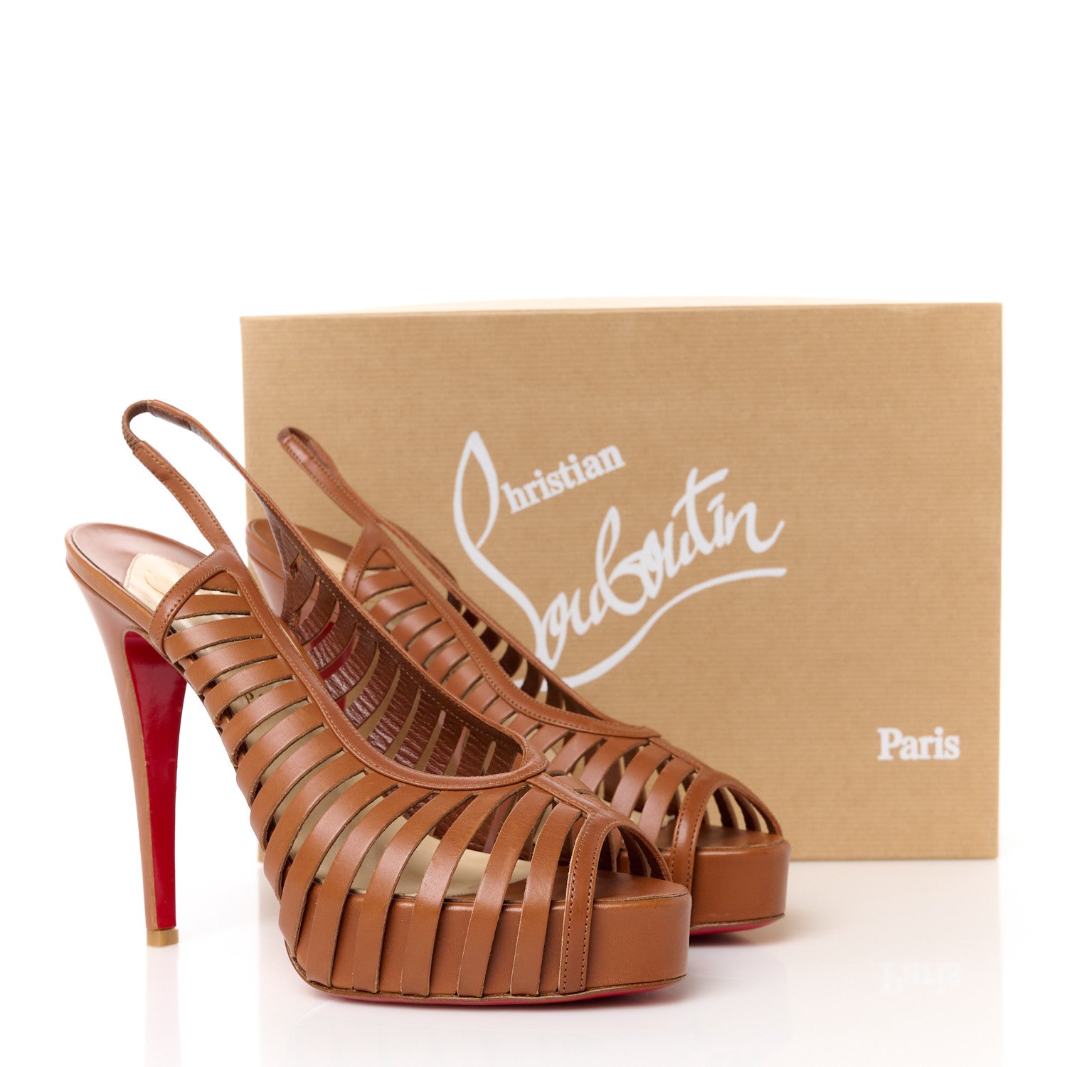 Christian Louboutin Calfskin Buchon 120 Cage Sandals 39.5 Cuoio 8 of 8