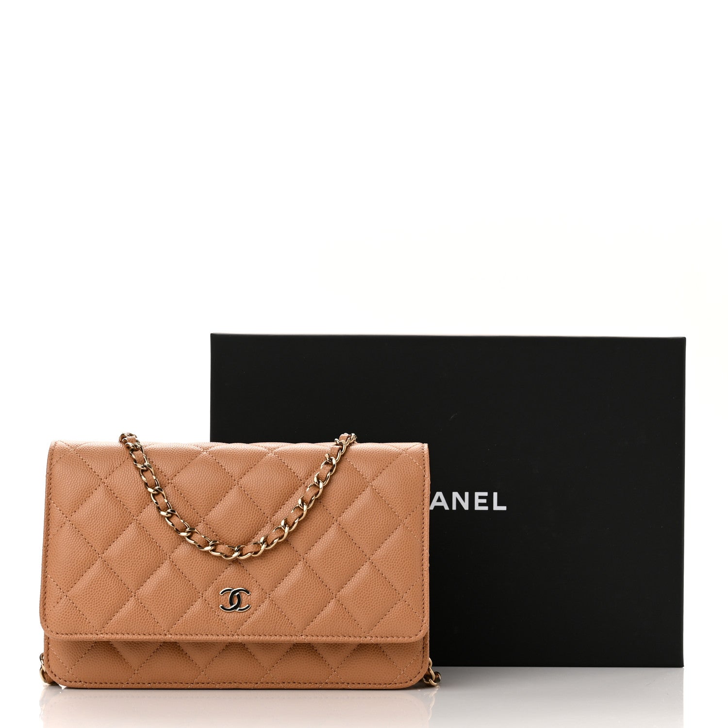 Chanel Caviar Quilted Wallet on Chain WOC Dark Beige 12 of 12