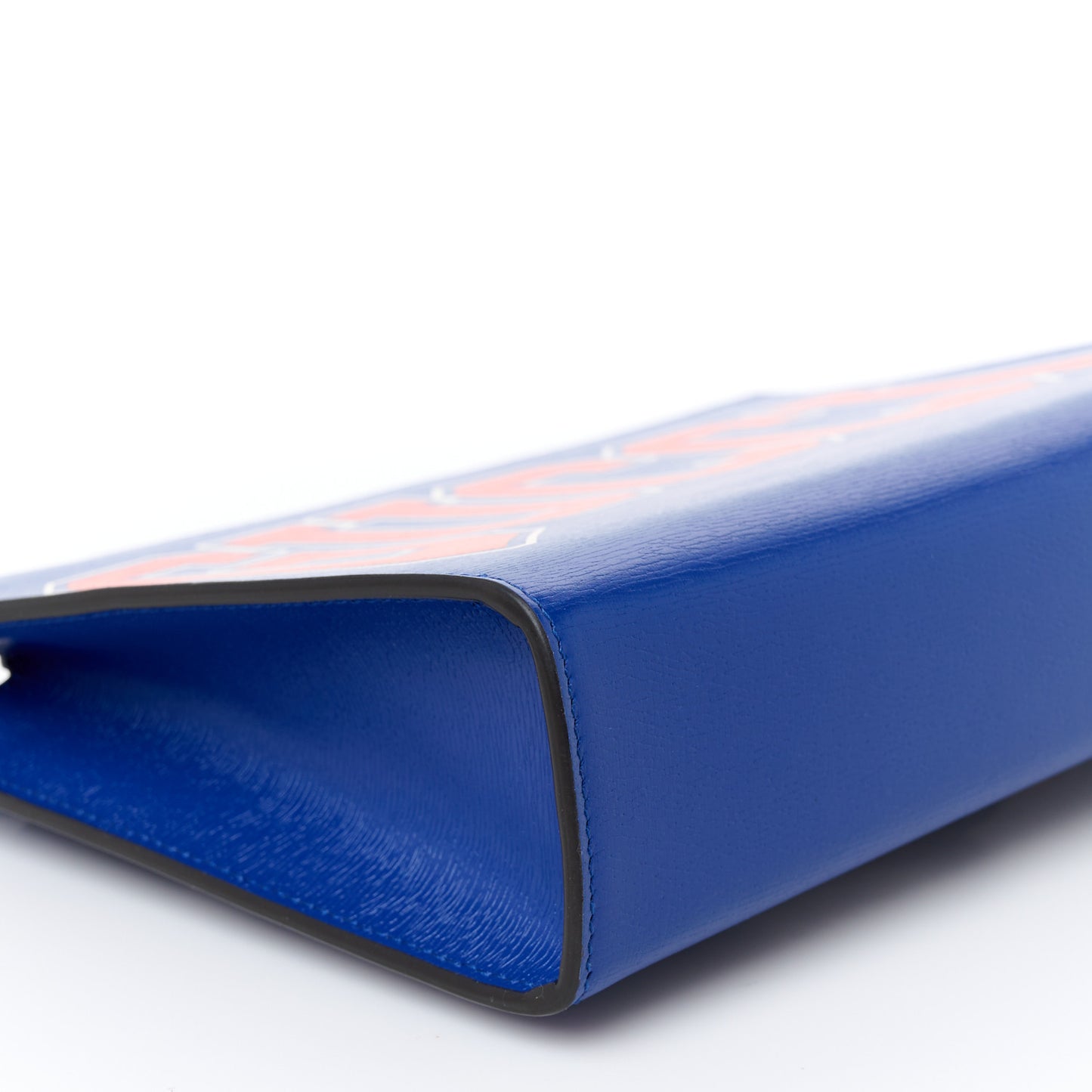 New Shanghai Calfskin Interlocking G Logo Wristlet Pouch Cobalt Blue Orange