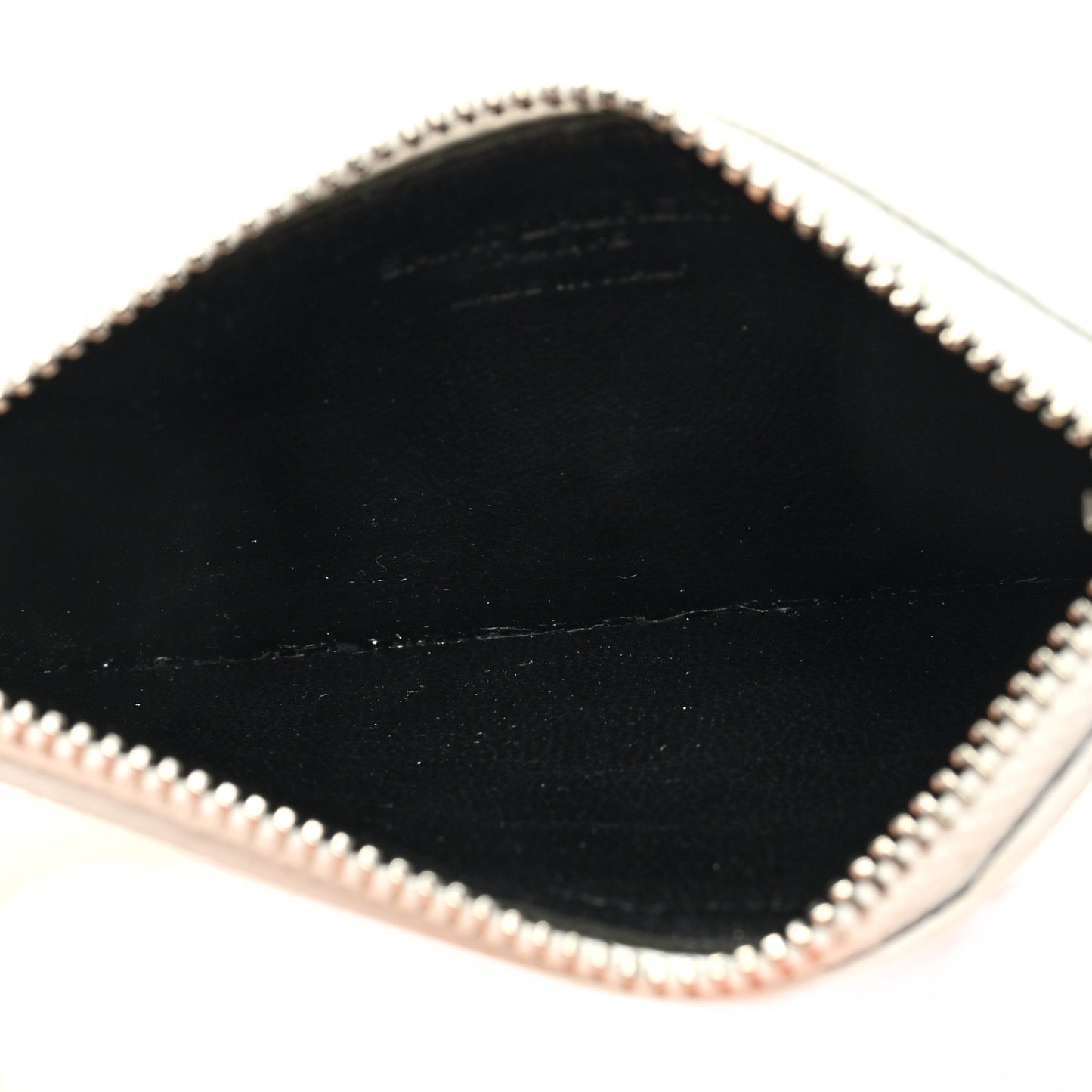 Grained Calfskin 5 Fragments Zip Pouch Card Holder White