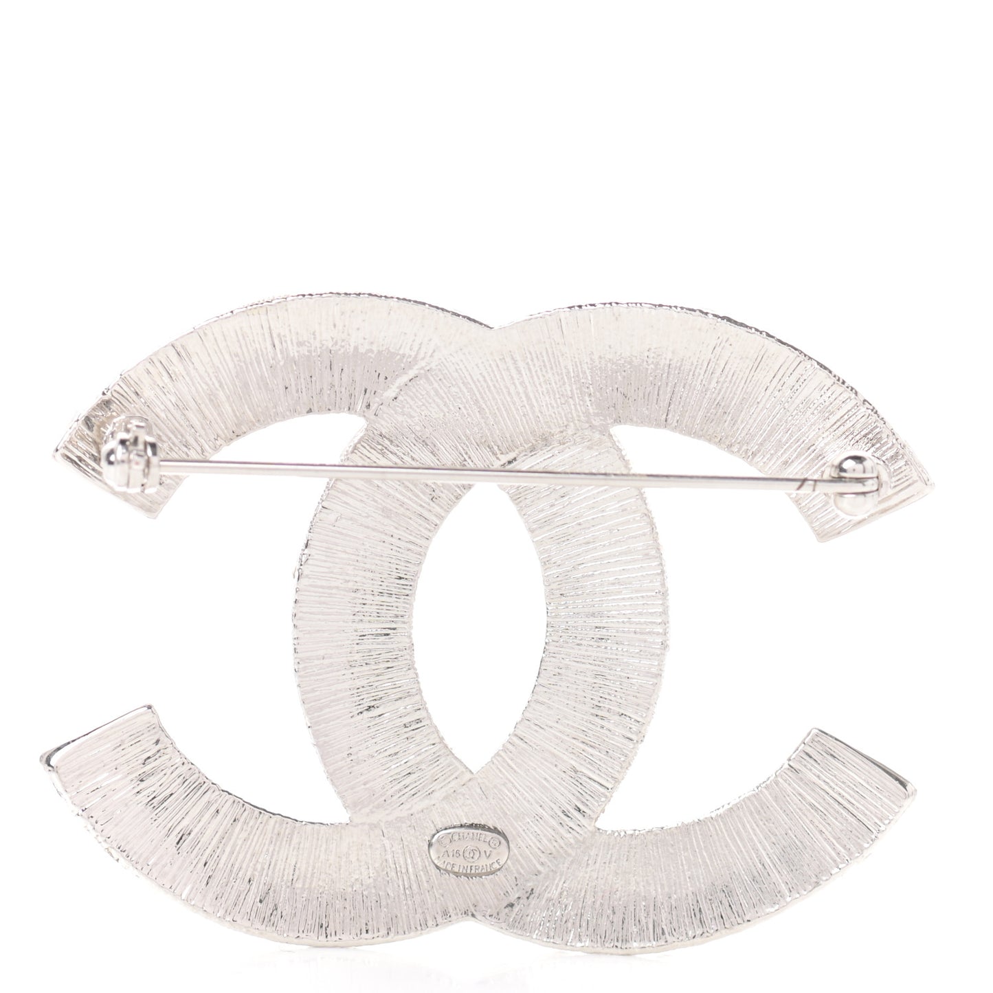 Baguette Crystal CC Brooch Silver