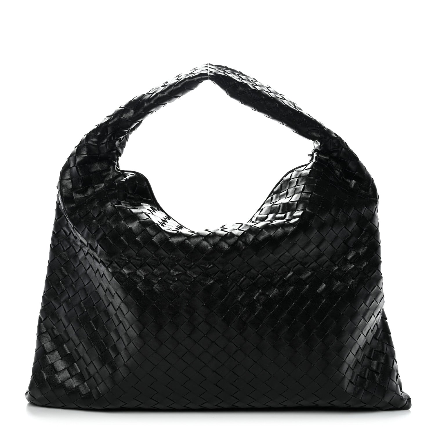 Bottega Veneta Calfskin Intrecciato Large Hop Black Black 1838583