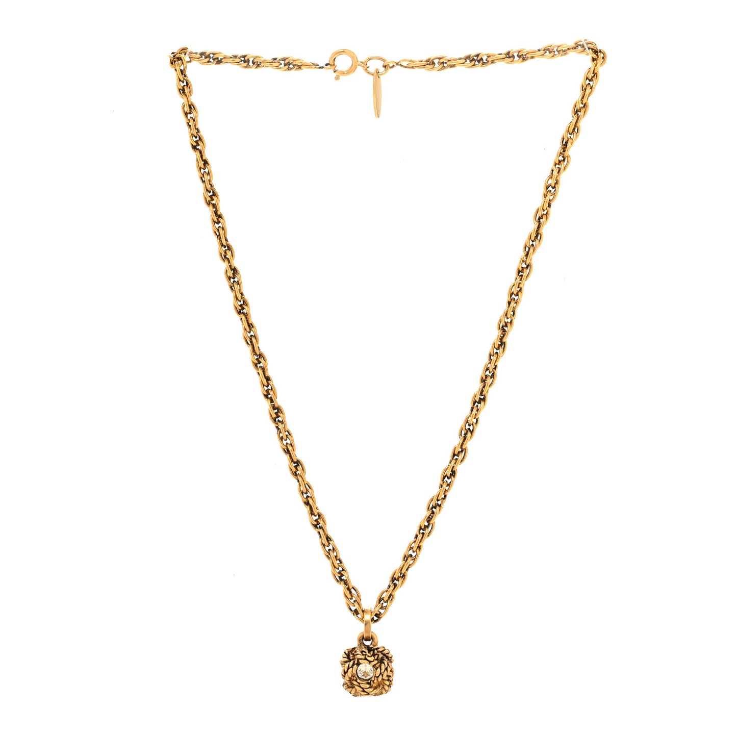 Crystal Knot Pendant Chain Necklace Gold