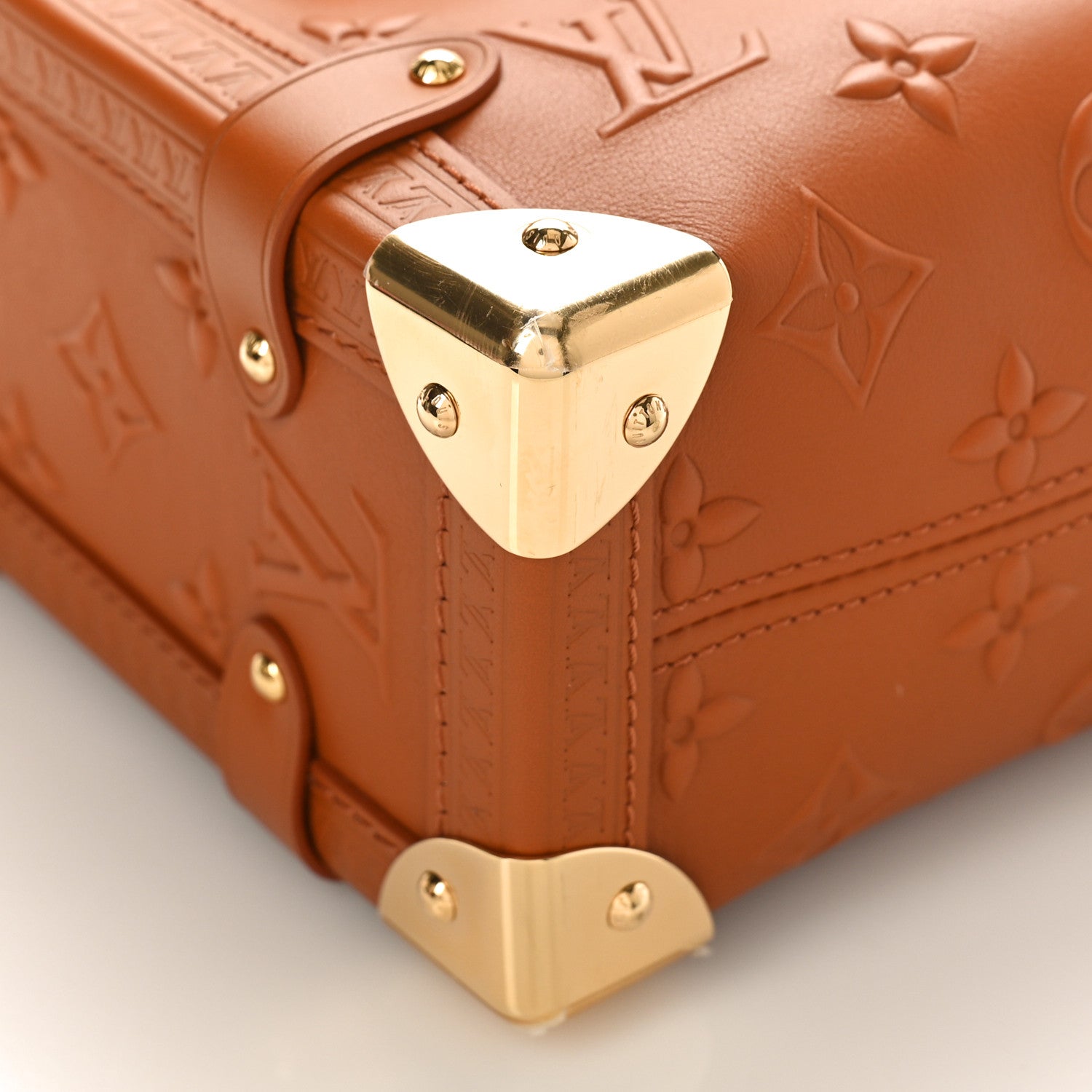 Louis Vuitton Calfskin Debossed Monogram Side Trunk Tan 7 of 8