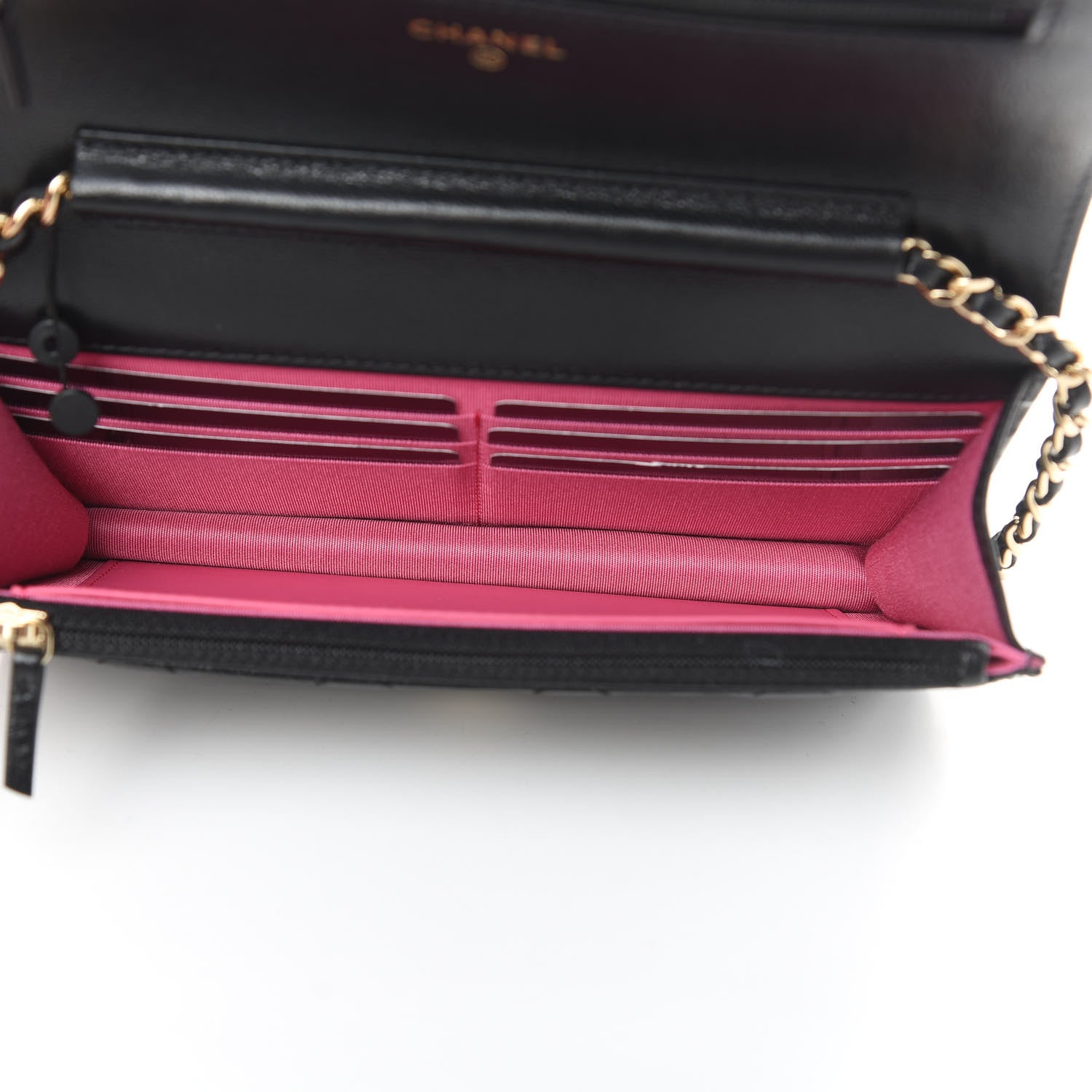 Chanel Goatskin Quilted Timeless CC Wallet On Chain WOC Black 5 of 14