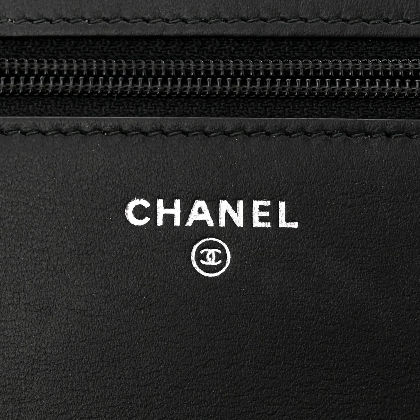Calfskin Painted Chevron Embossed Boy Wallet On Chain WOC Black