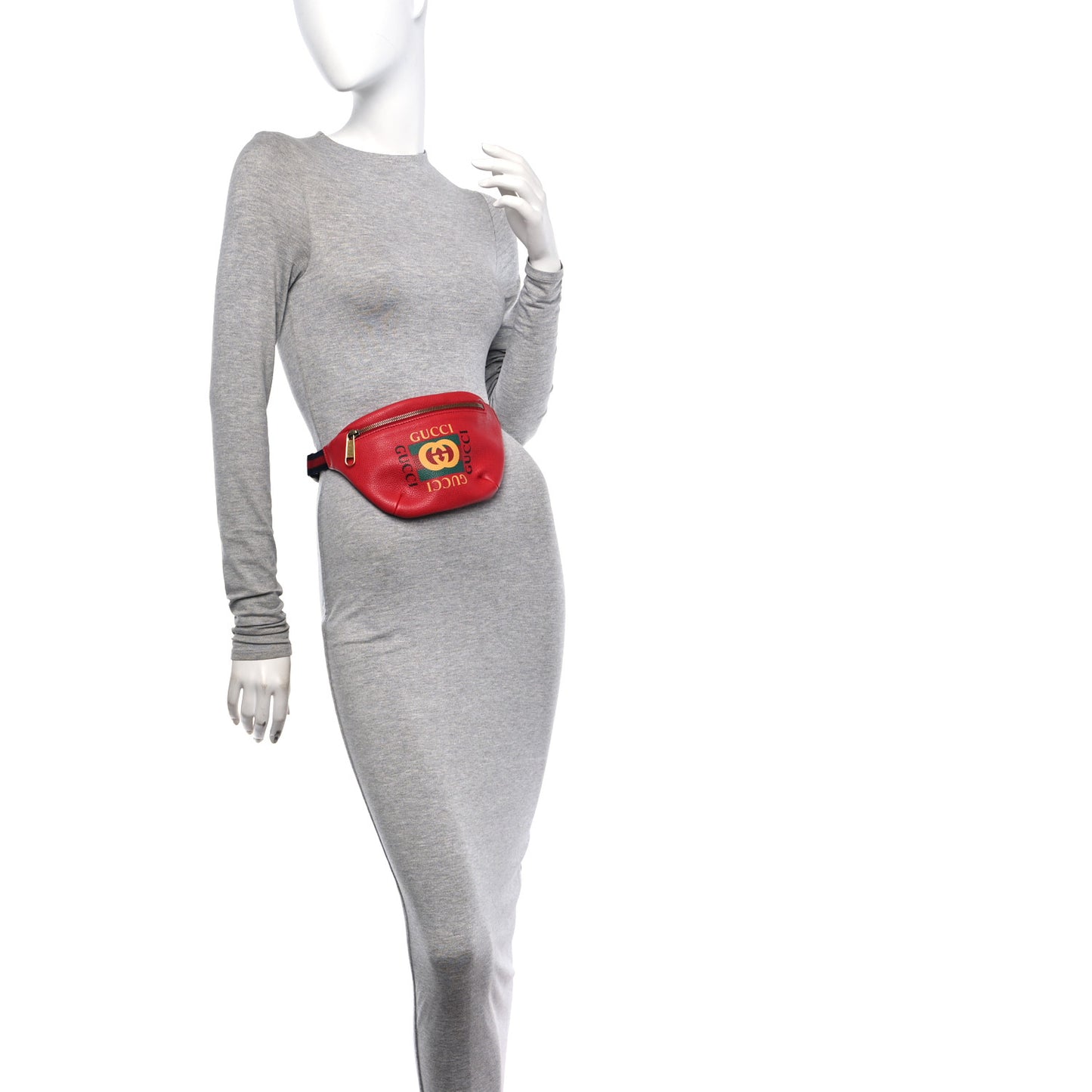 Grained Calfskin Logo Belt Bag Hibiscus Red